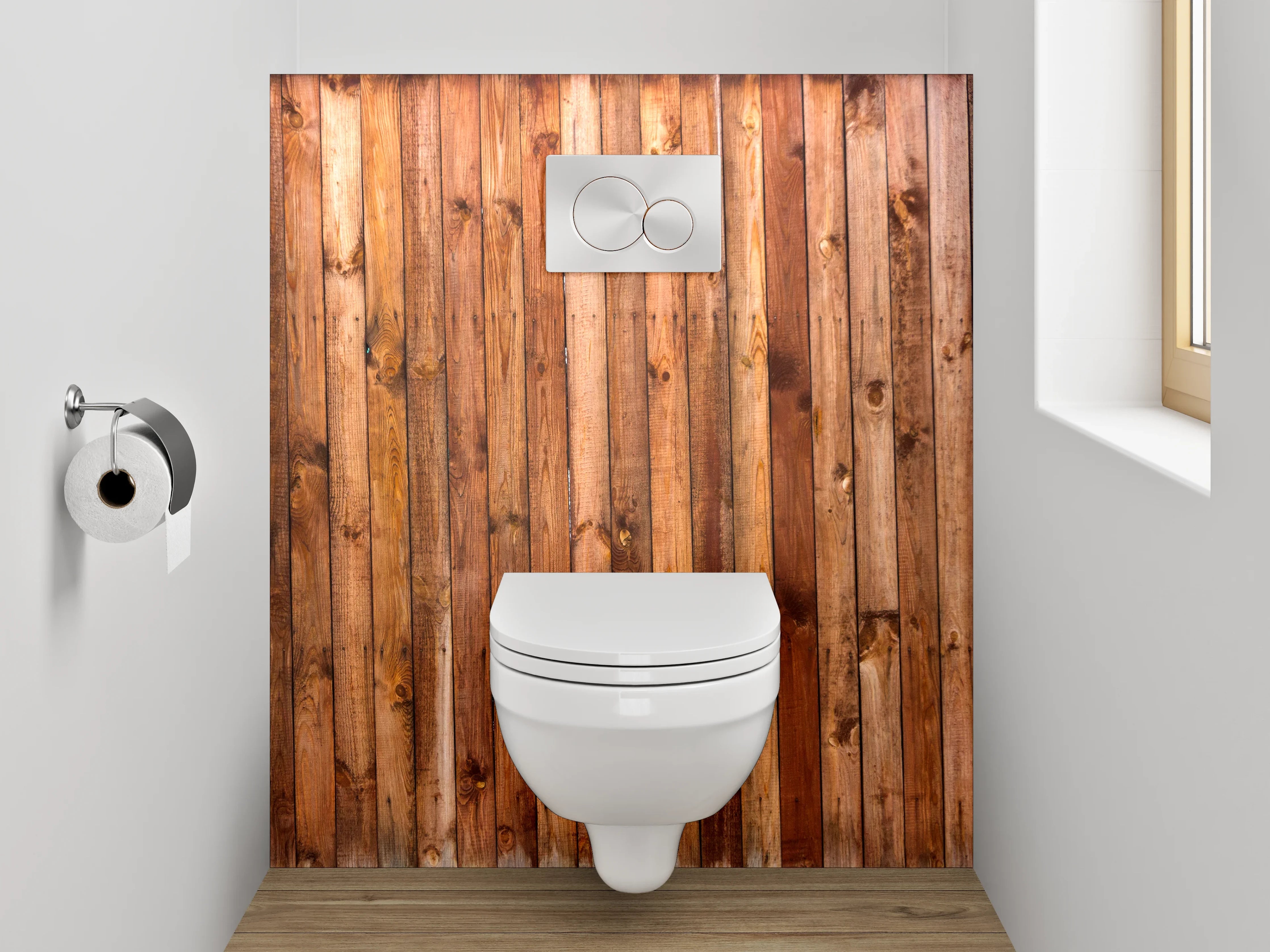 WC-Rückwand - Rustikale Holzlatten Wandoptik