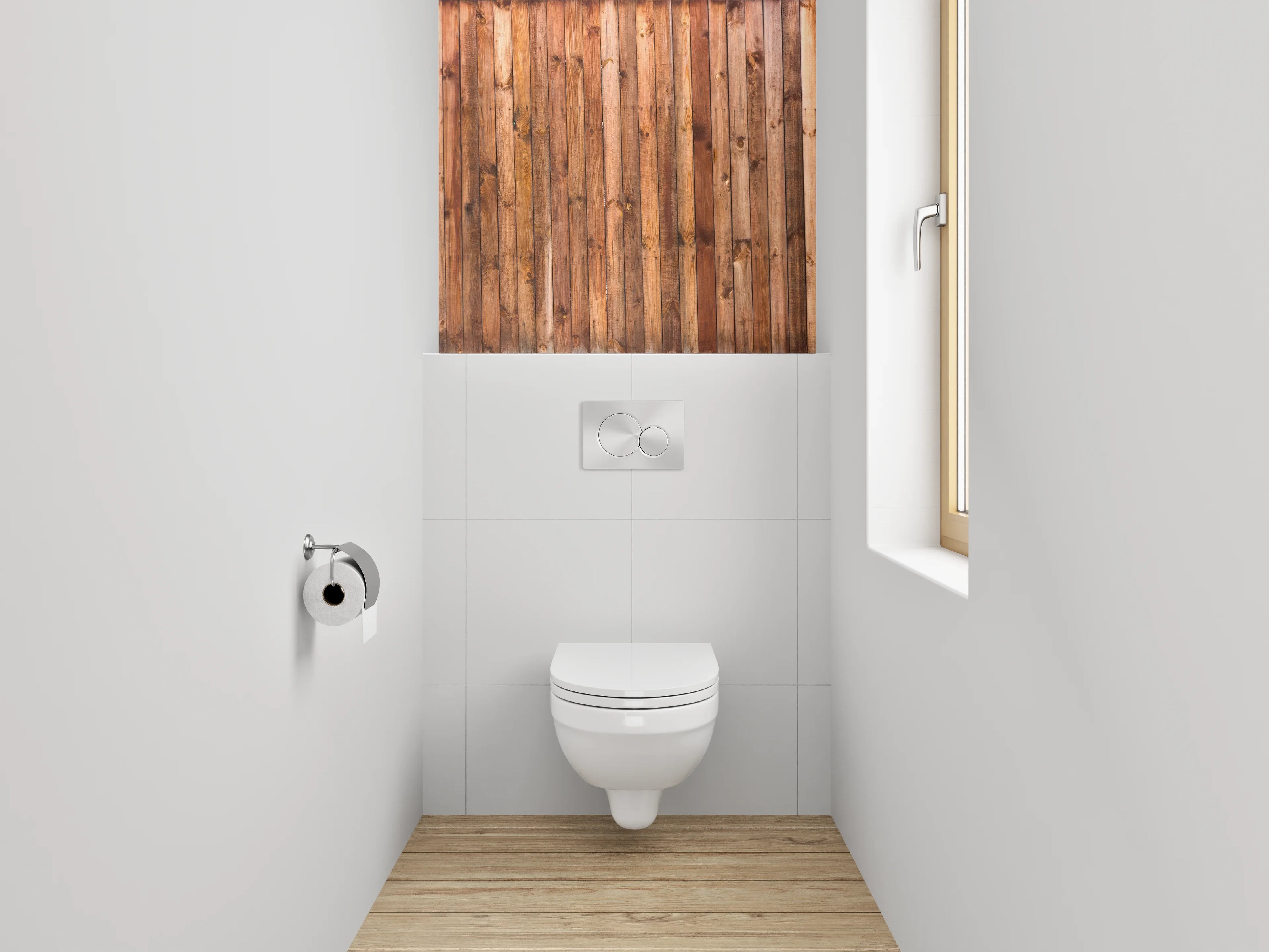 WC-Rückwand - Rustikale Holzlatten Wandoptik