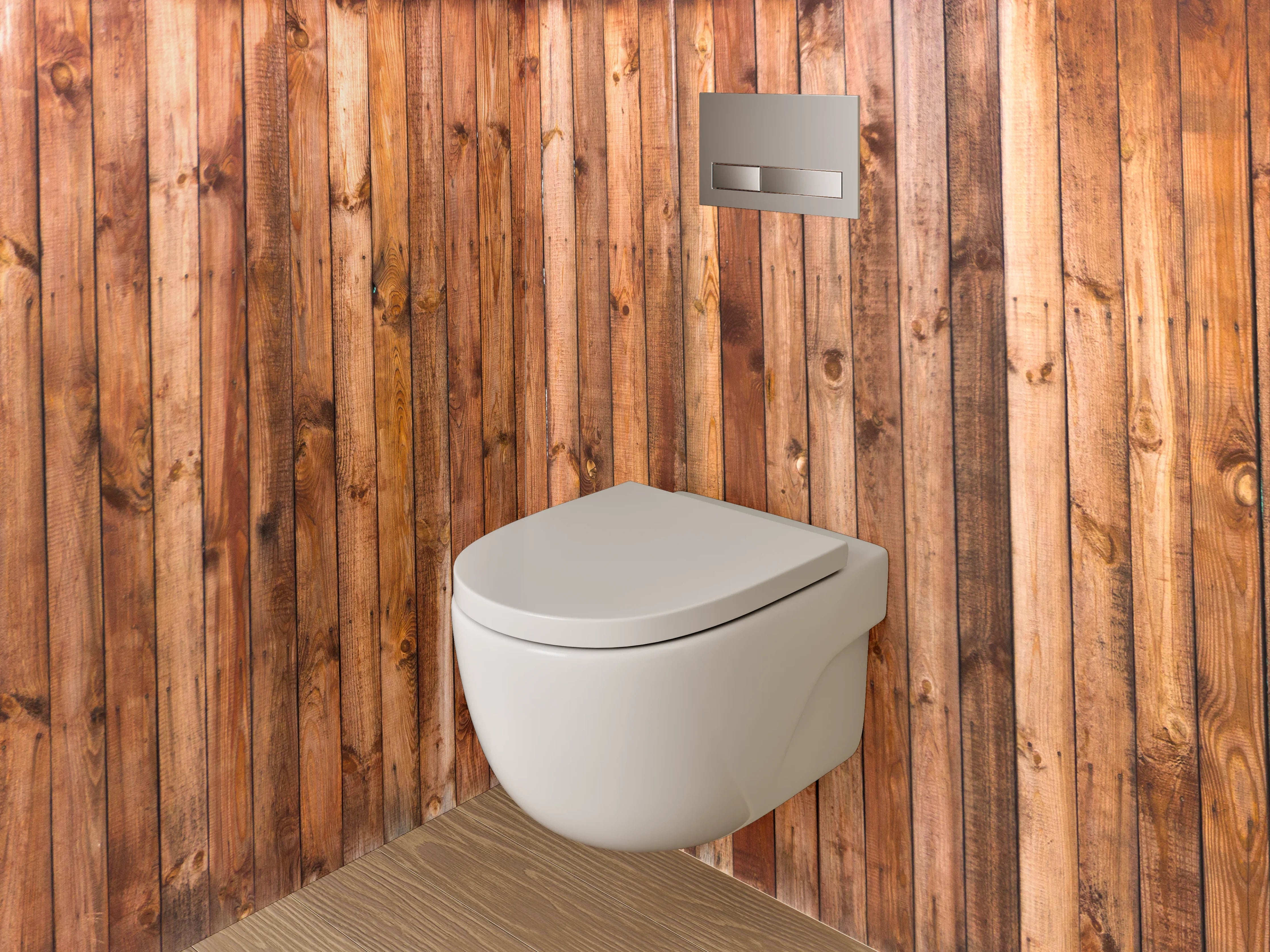 WC-Rückwand - Rustikale Holzlatten Wandoptik