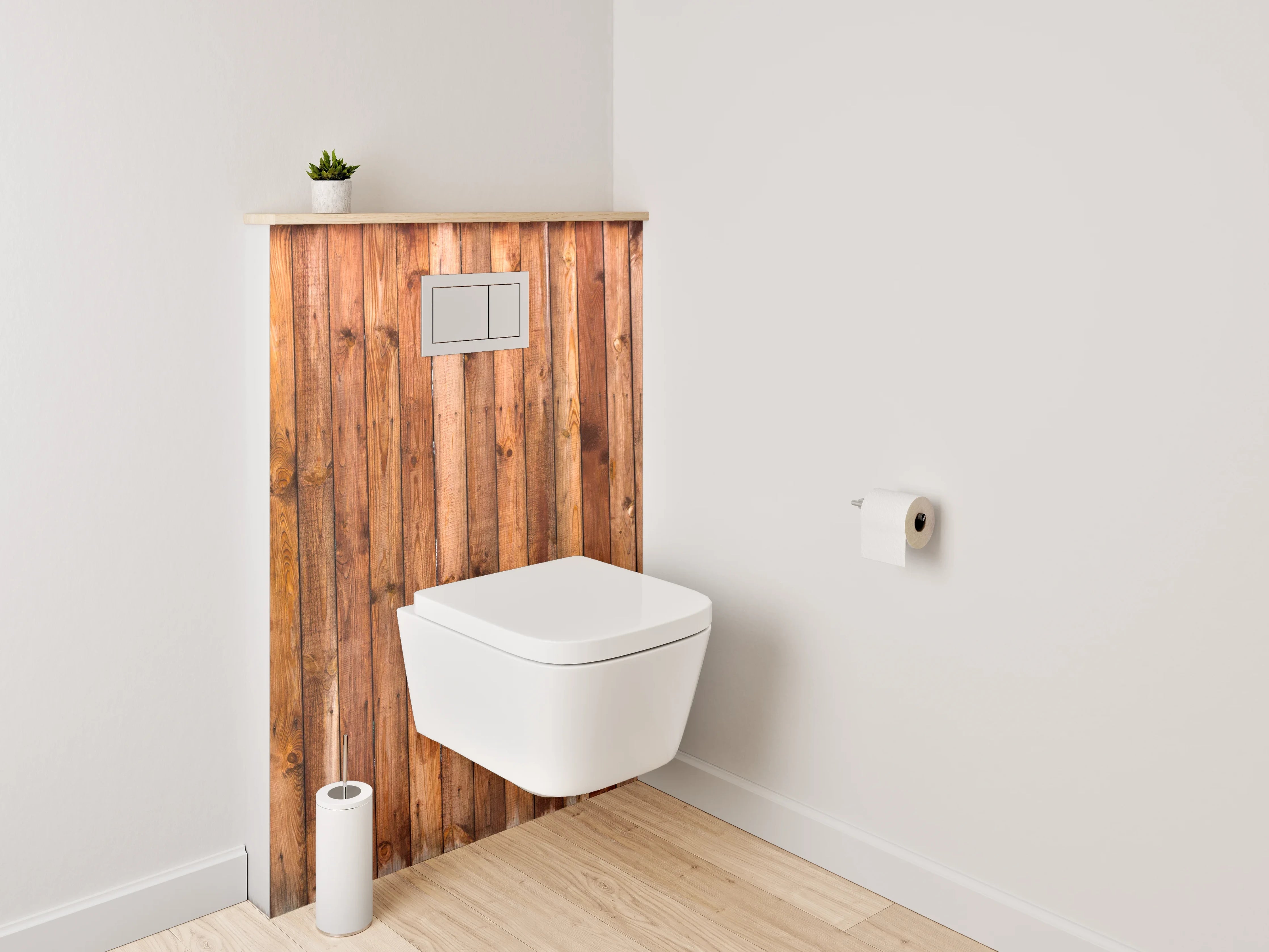 WC-Rückwand - Rustikale Holzlatten Wandoptik