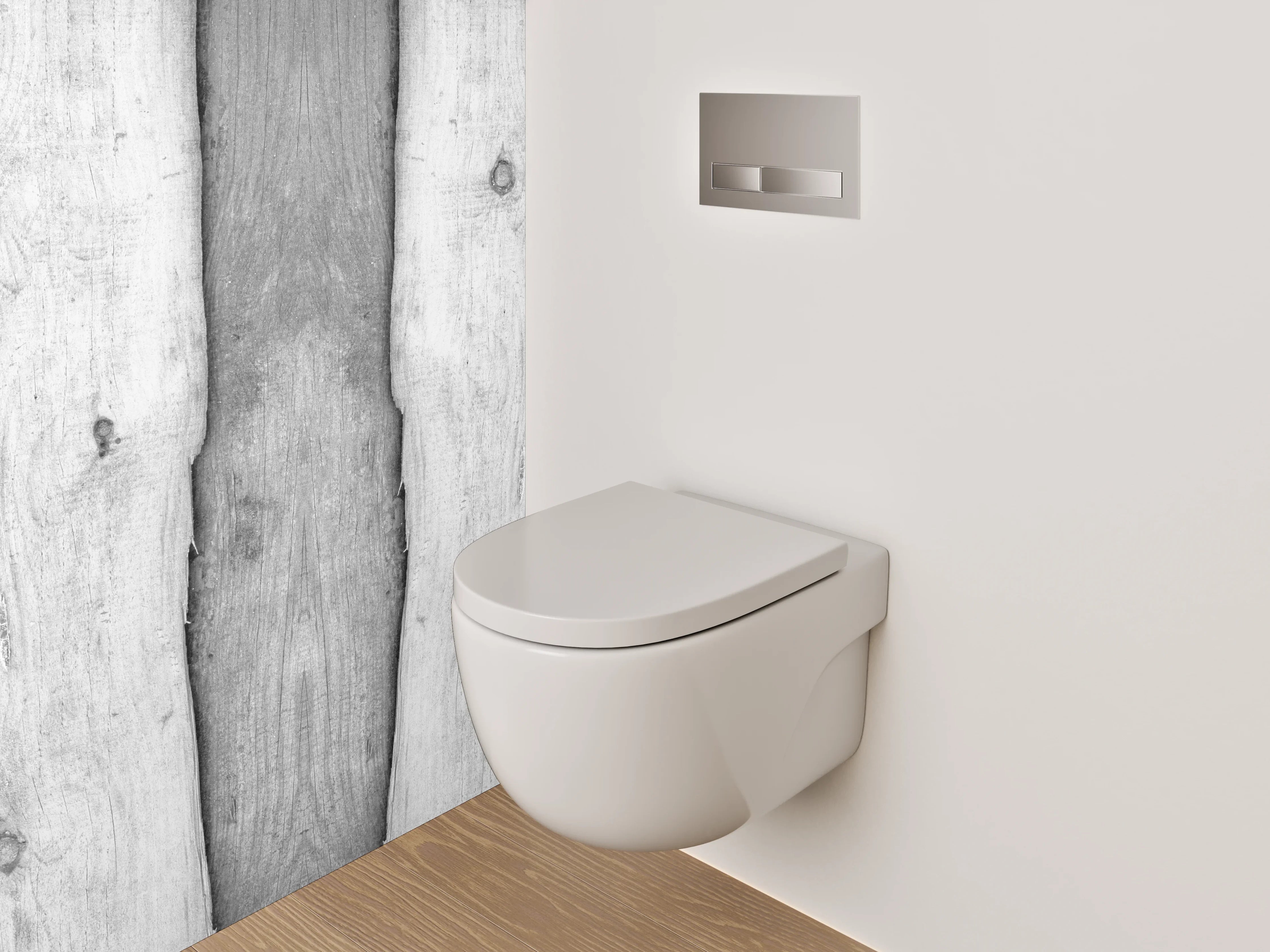 WC-Rückwand - Rustikale Holzlatten in Schwarz-Weiß