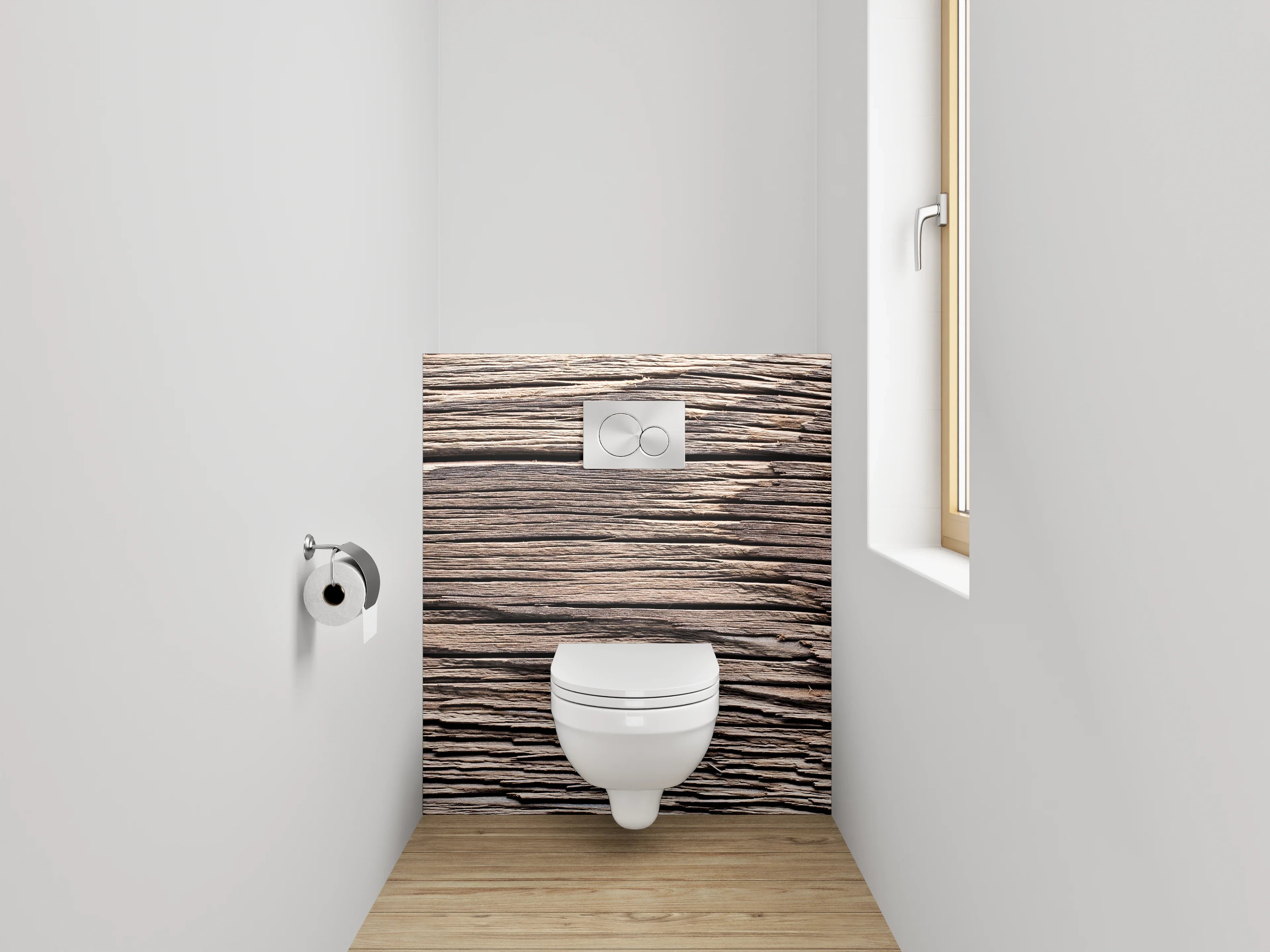 WC-Rückwand - Rustikale Holzmaserung in Nahaufnahme