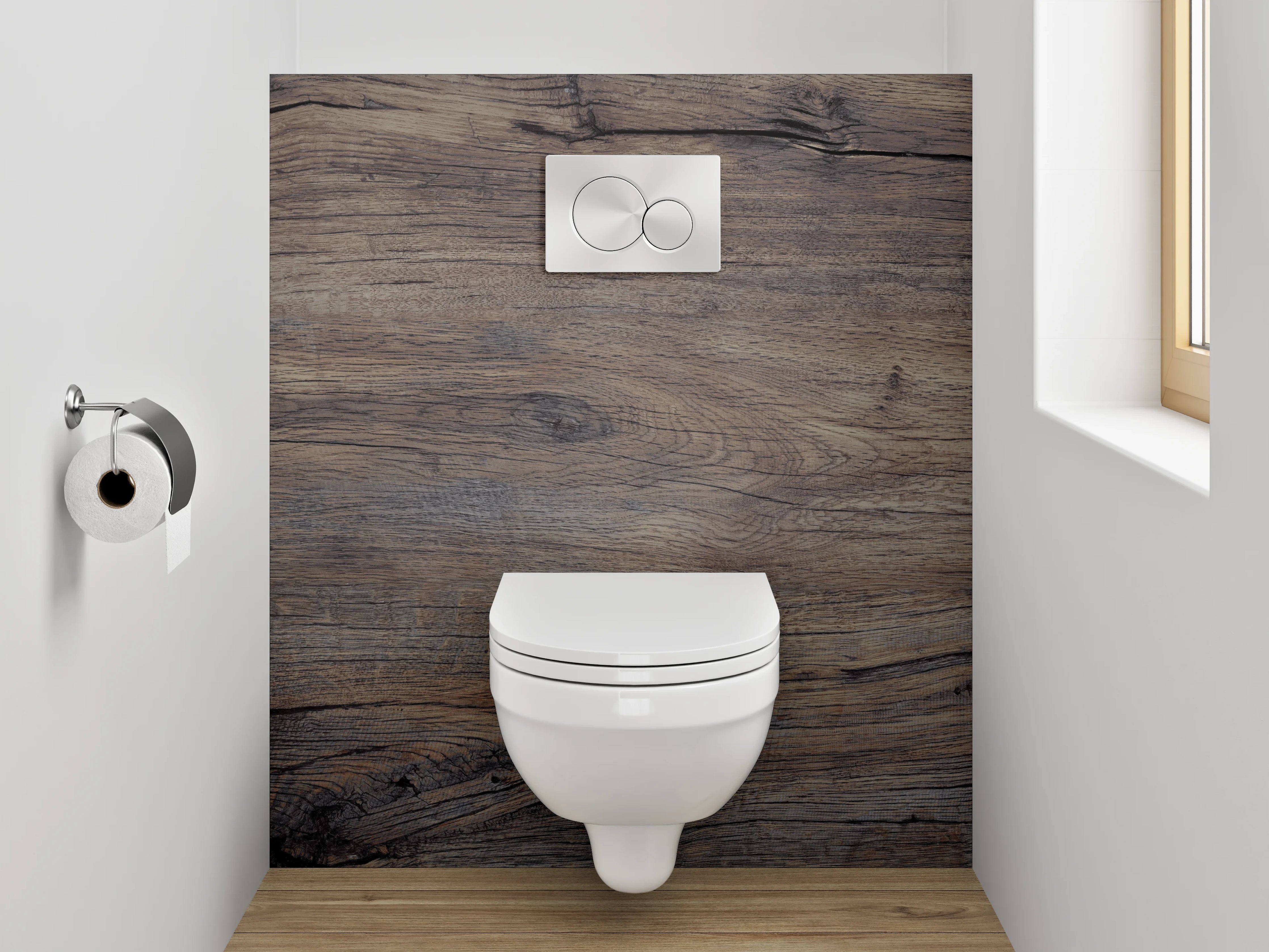 WC-Rückwand - Rustikale Holzoptik Braun Grau