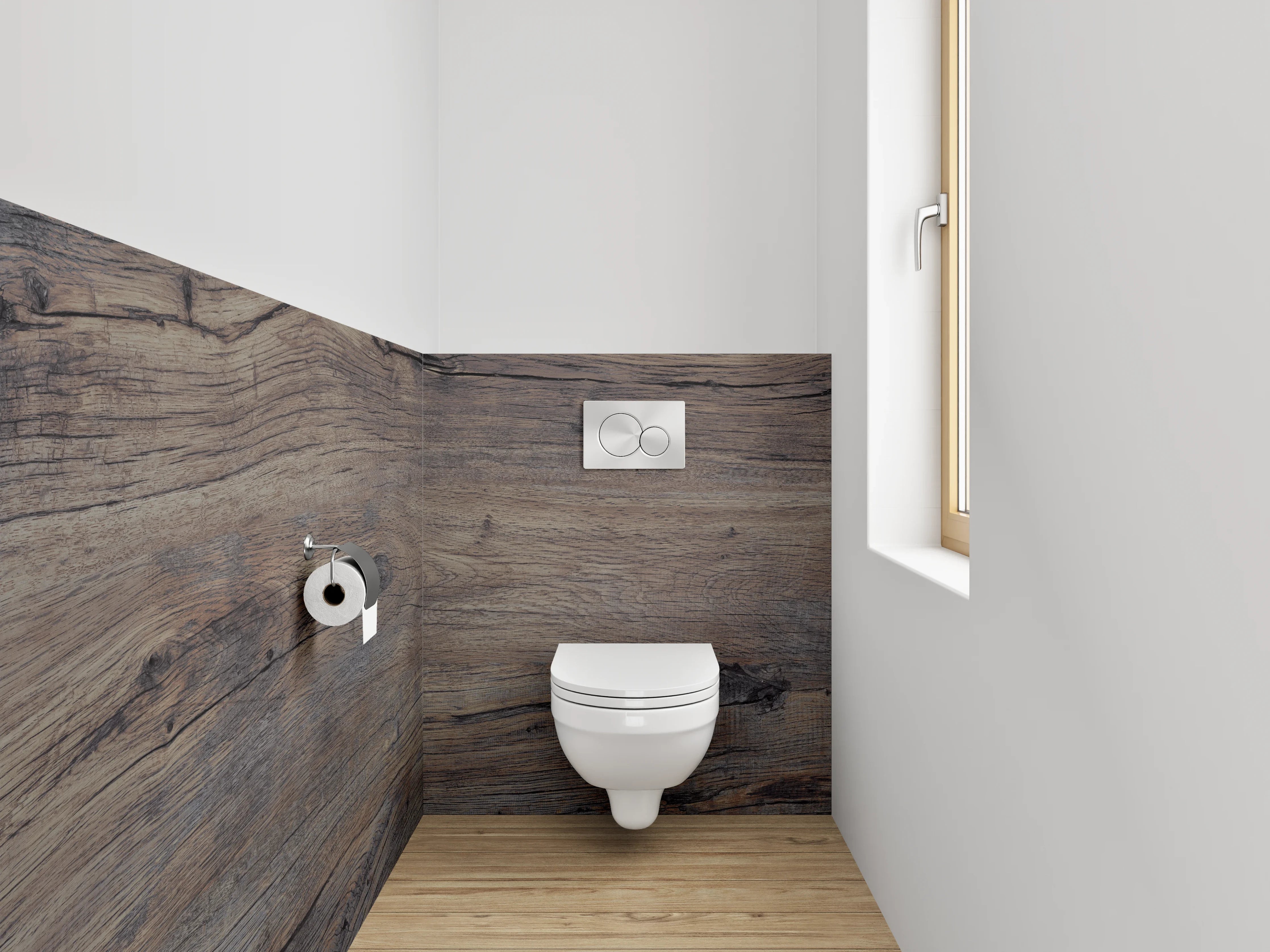 WC-Rückwand - Rustikale Holzoptik Braun Grau