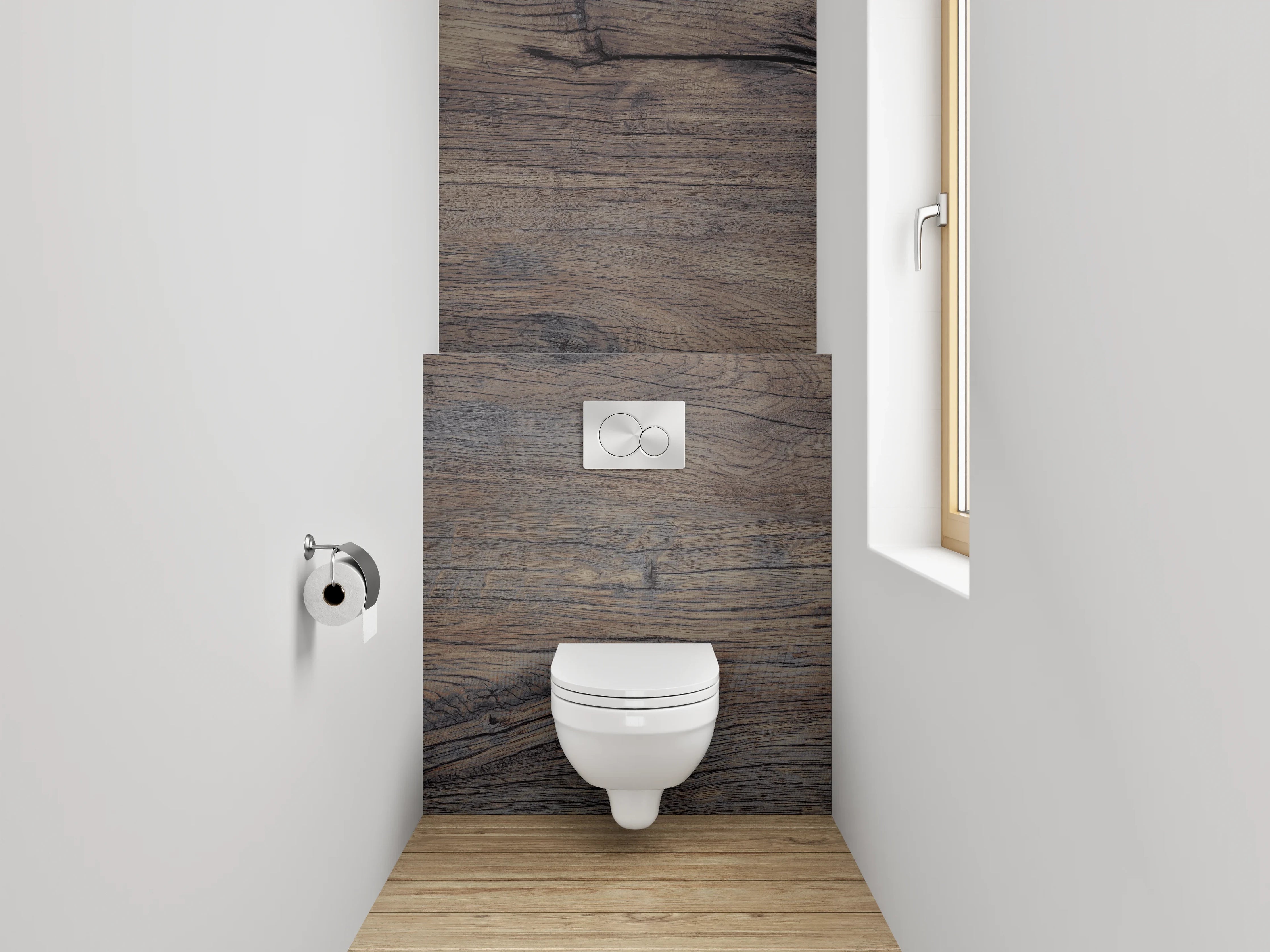 WC-Rückwand - Rustikale Holzoptik Braun Grau