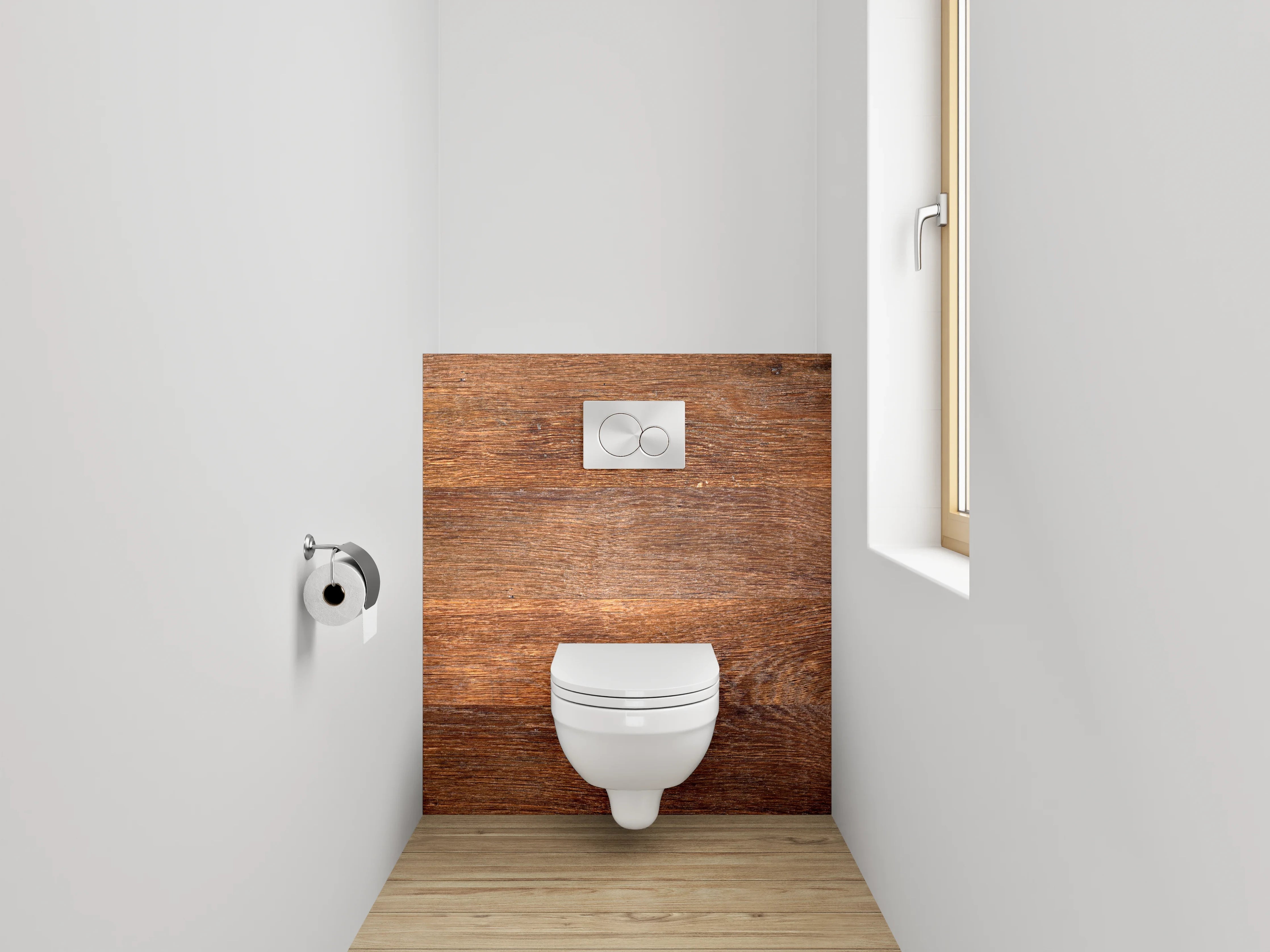 WC-Rückwand - Rustikale Holzoptik Braun Wandpaneel