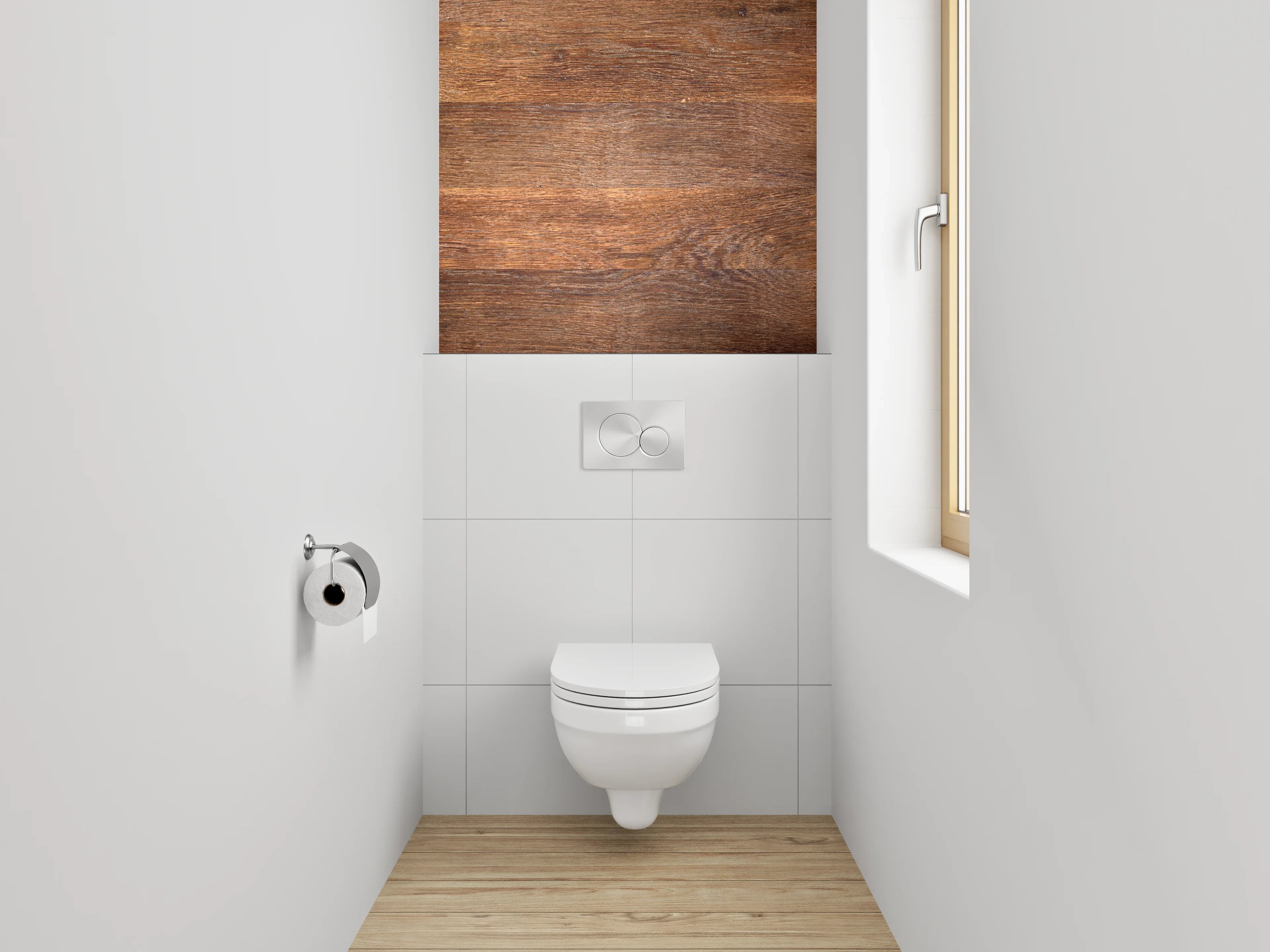 WC-Rückwand - Rustikale Holzoptik Braun Wandpaneel