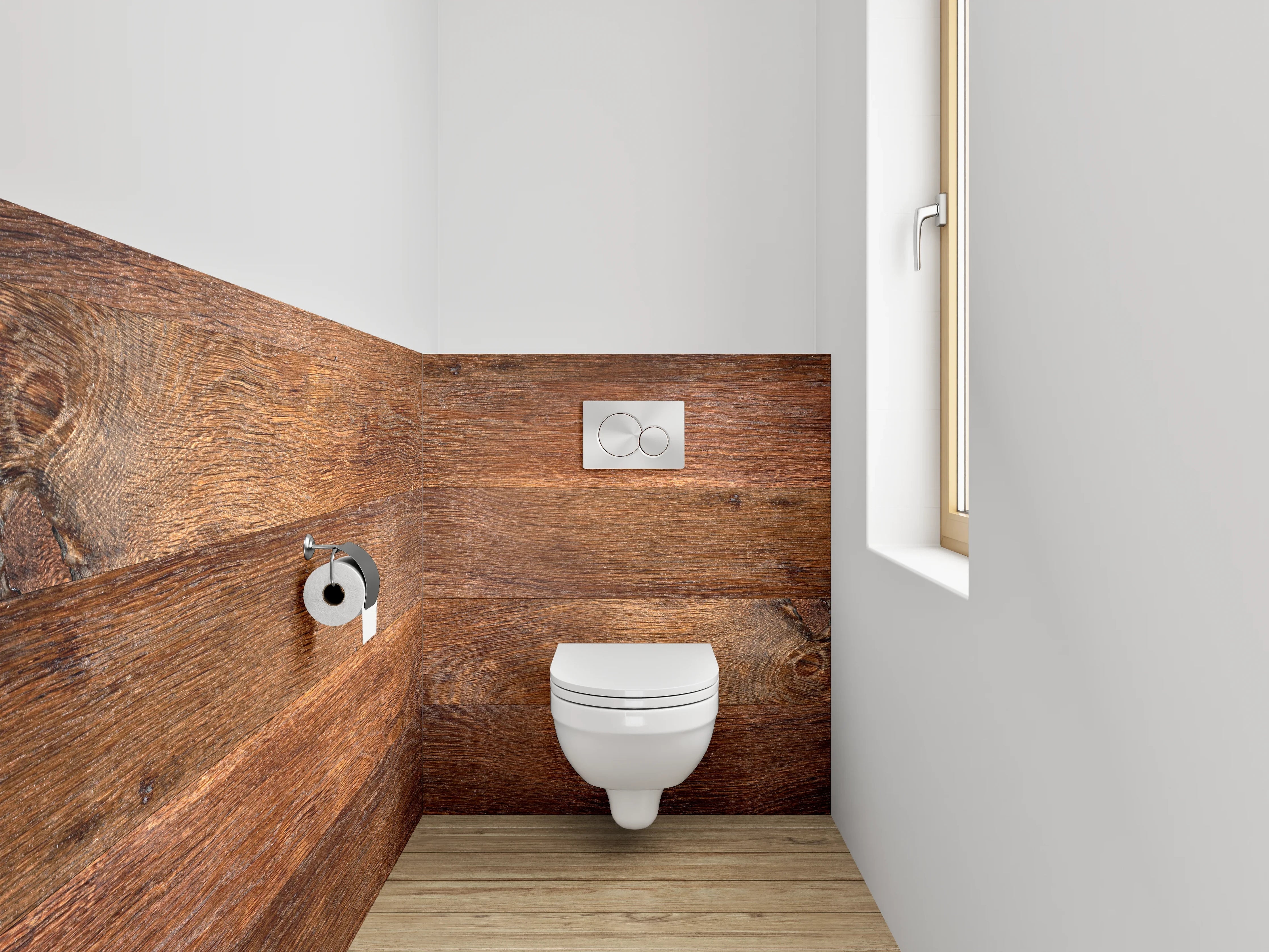 WC-Rückwand - Rustikale Holzoptik Braun Wandpaneel