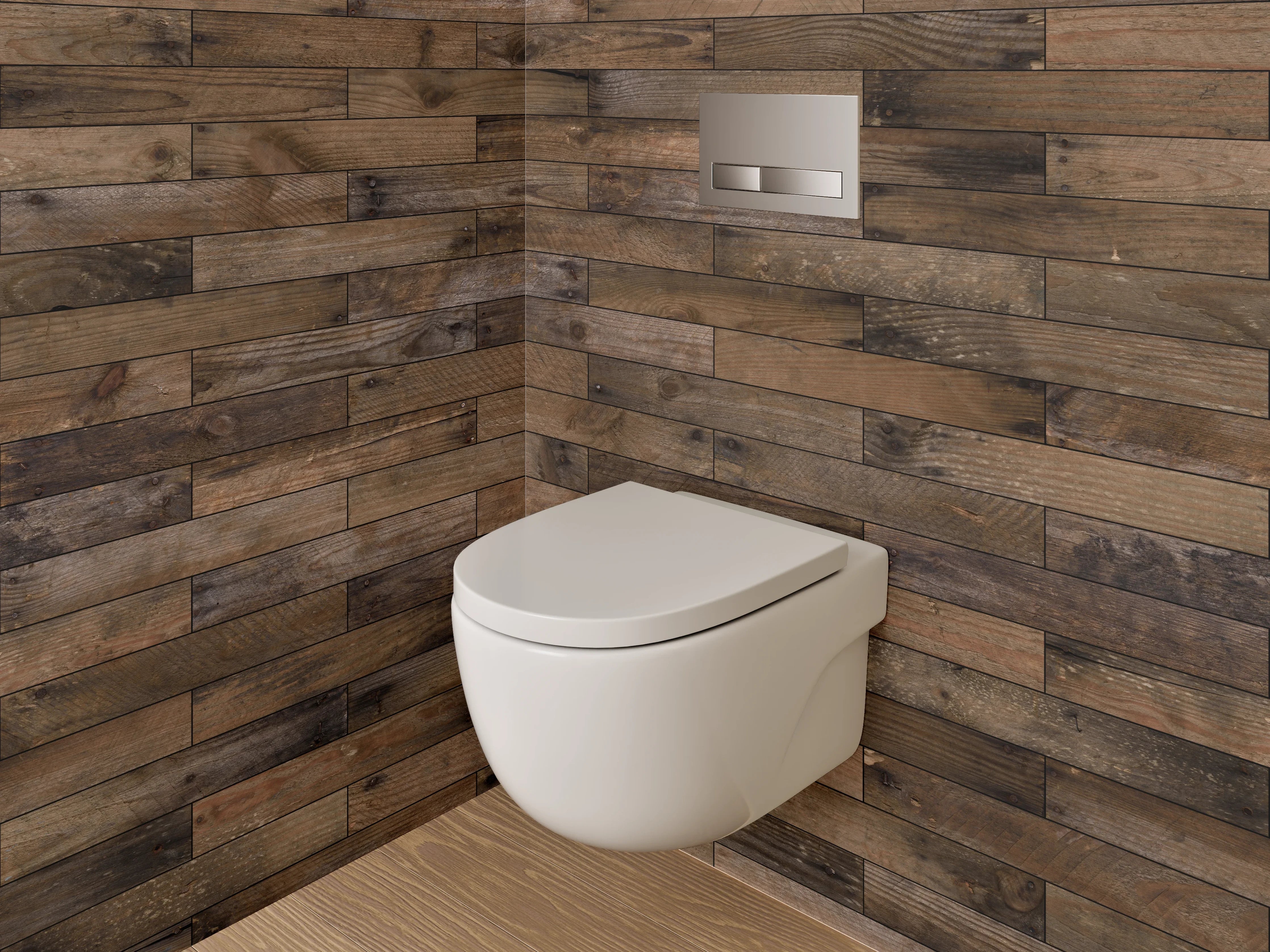 WC-Rückwand - Rustikale Holzoptik Wandverkleidung