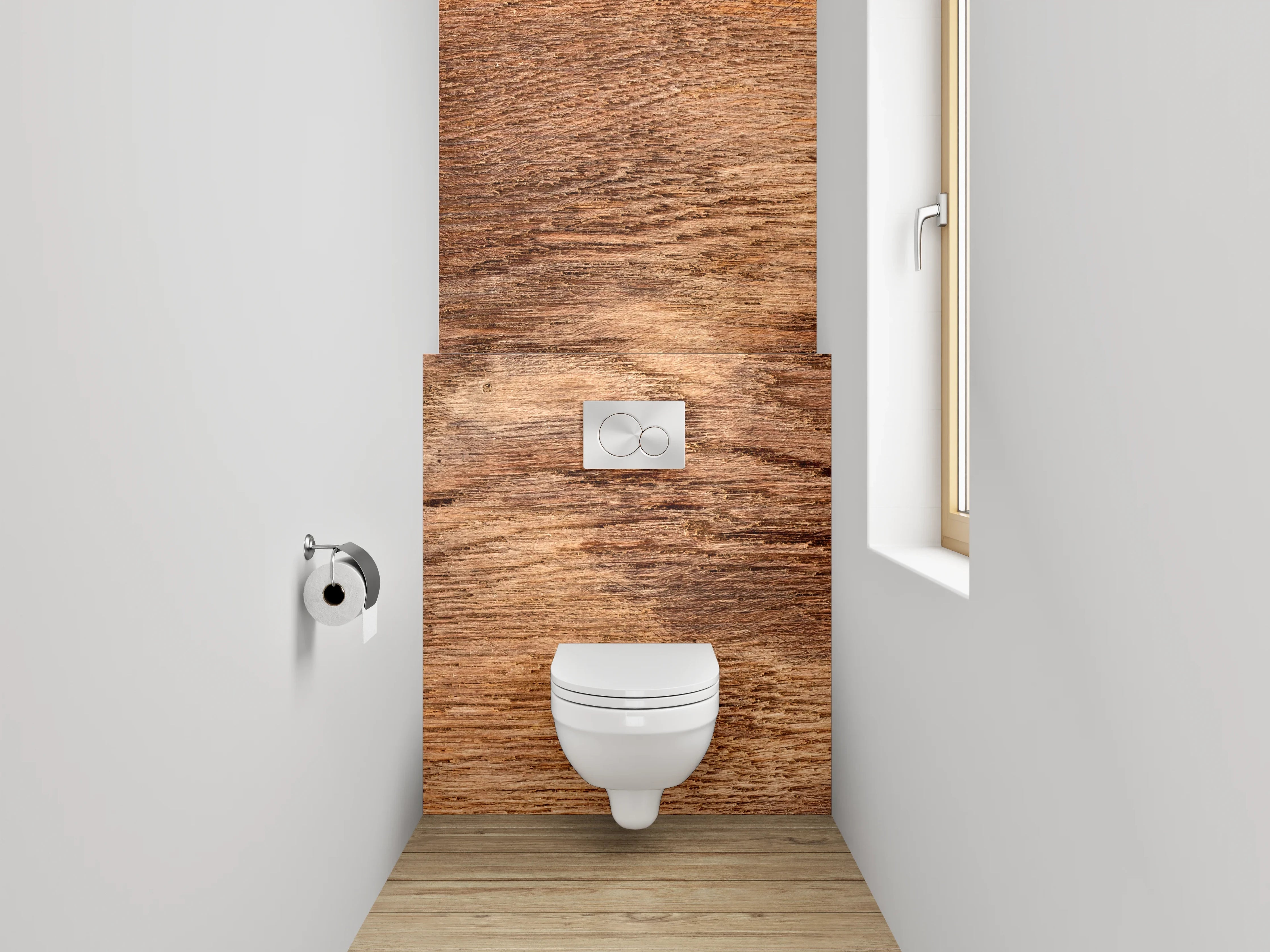 WC-Rückwand - Rustikale Holzoptik – Natur Braun
