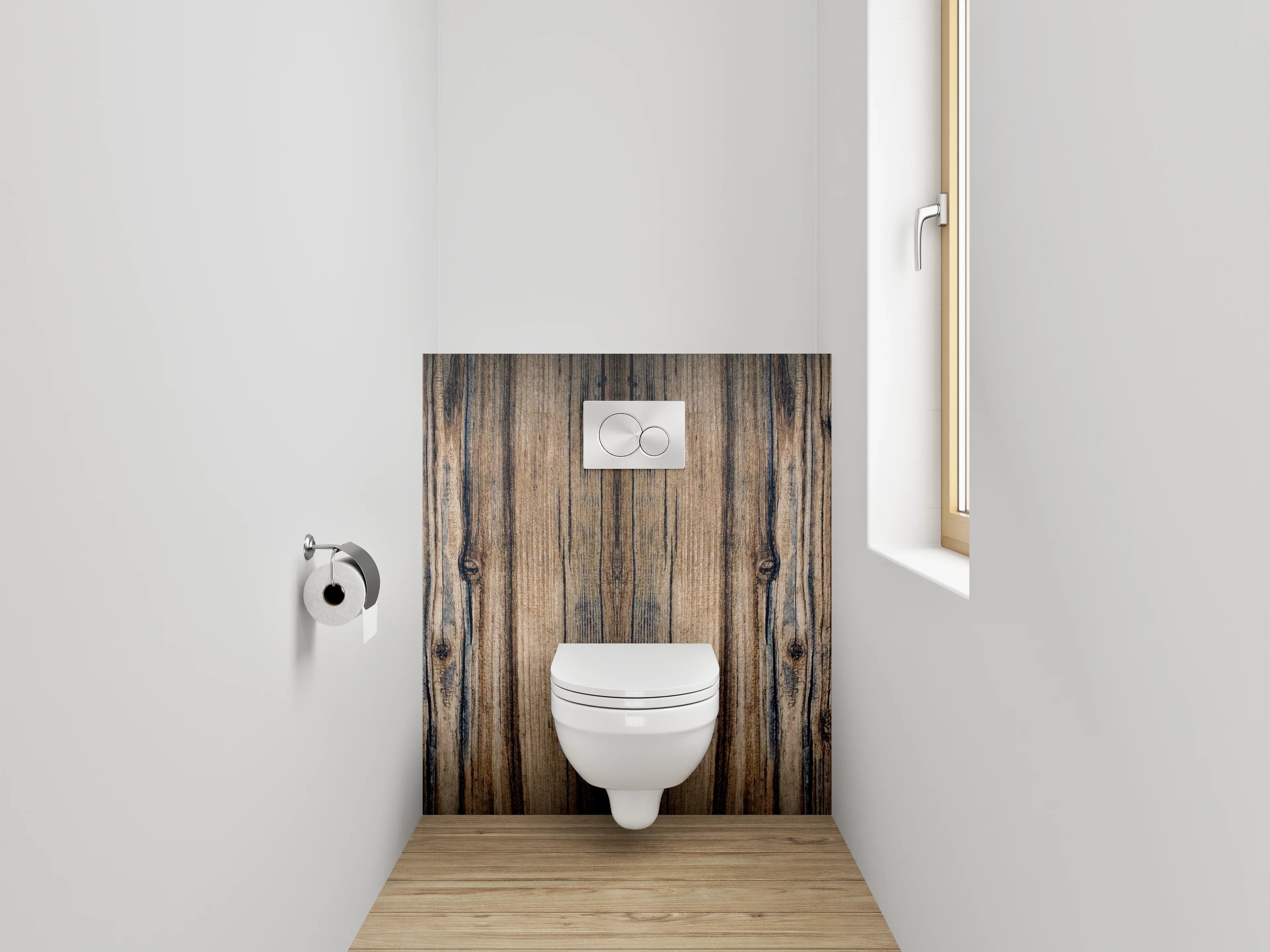 WC-Rückwand - Rustikale Holzoptik für Dein Badezimmer