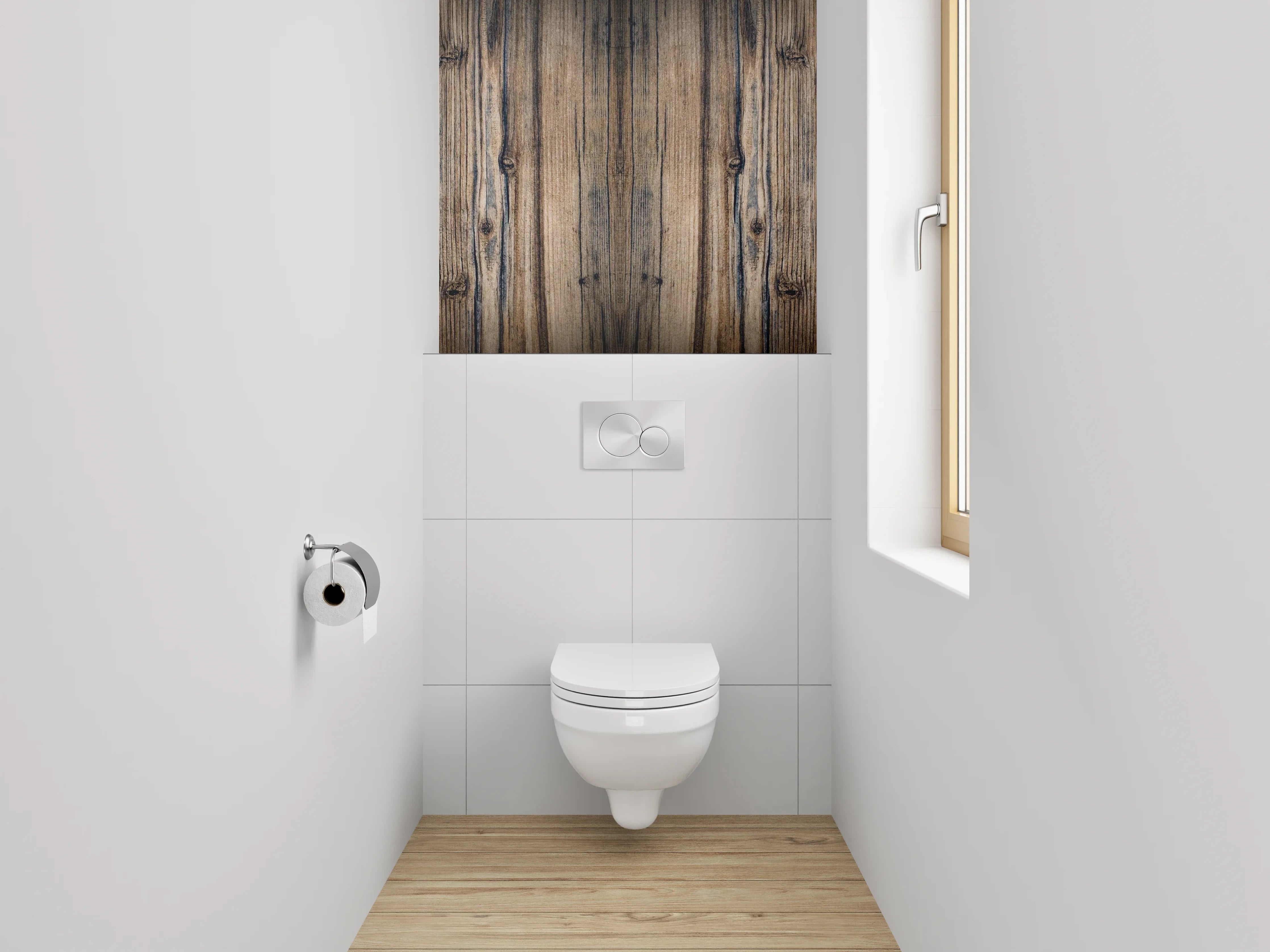 WC-Rückwand - Rustikale Holzoptik für Dein Badezimmer
