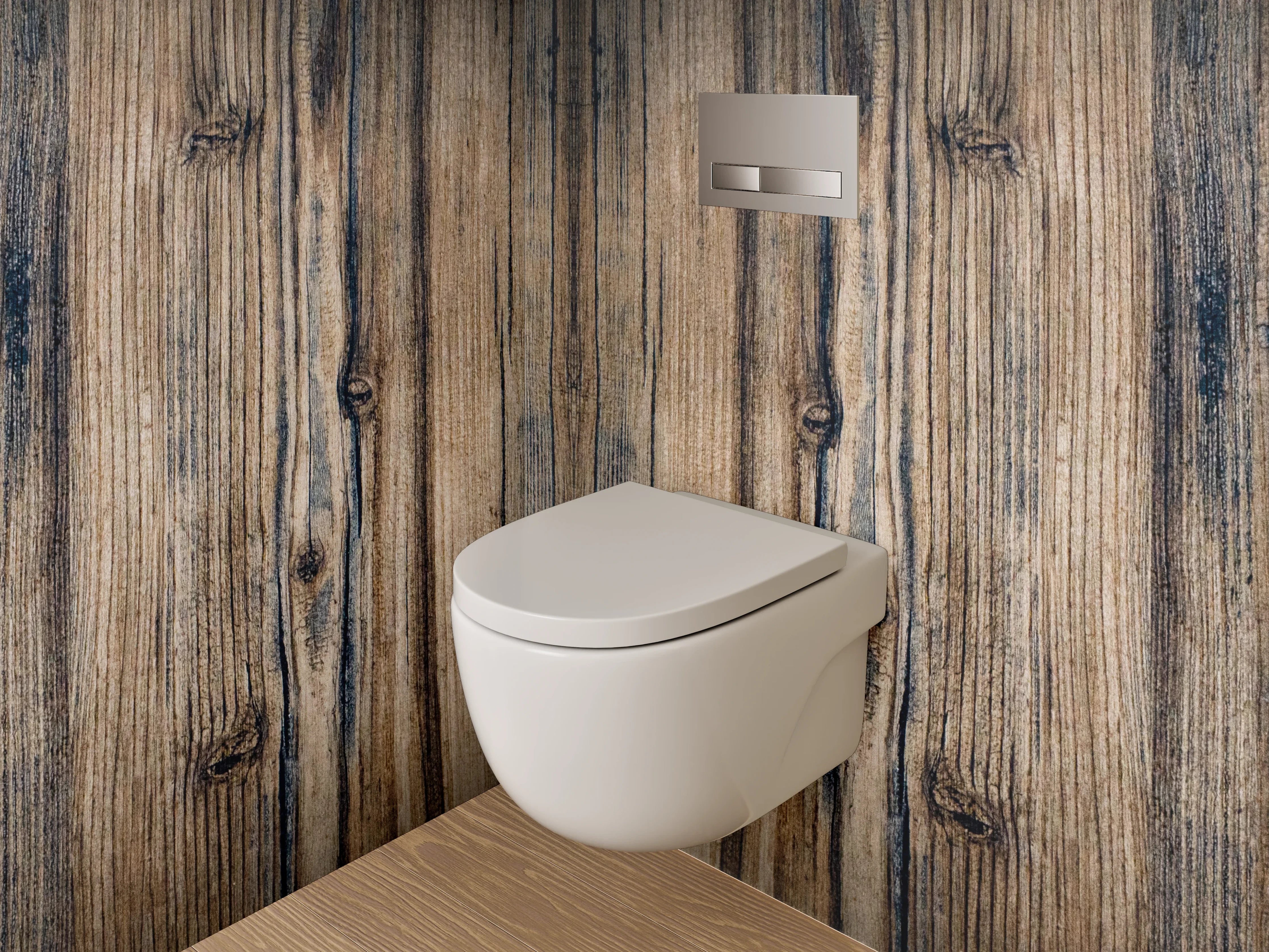 WC-Rückwand - Rustikale Holzoptik für Dein Badezimmer