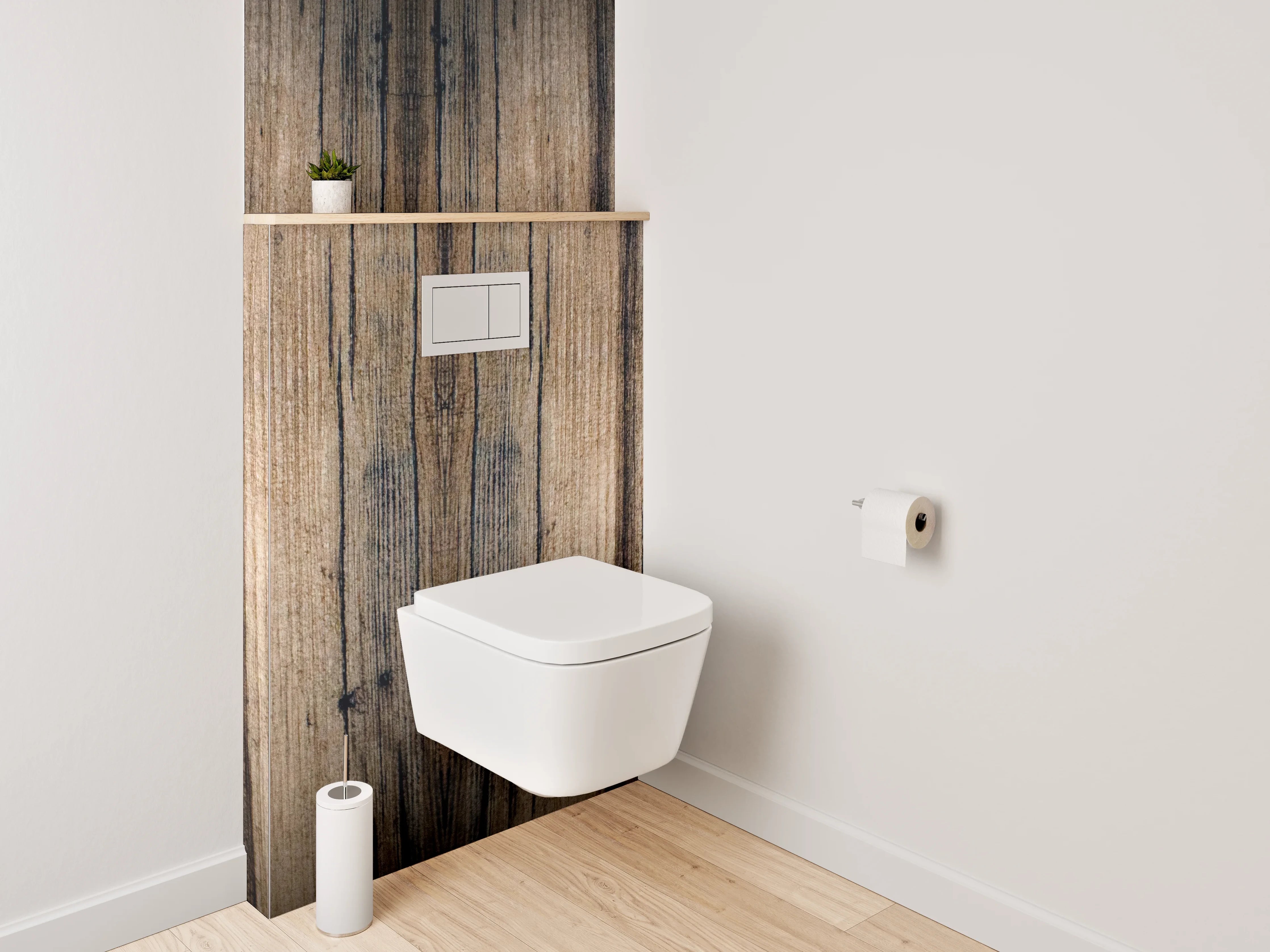 WC-Rückwand - Rustikale Holzoptik für Dein Badezimmer