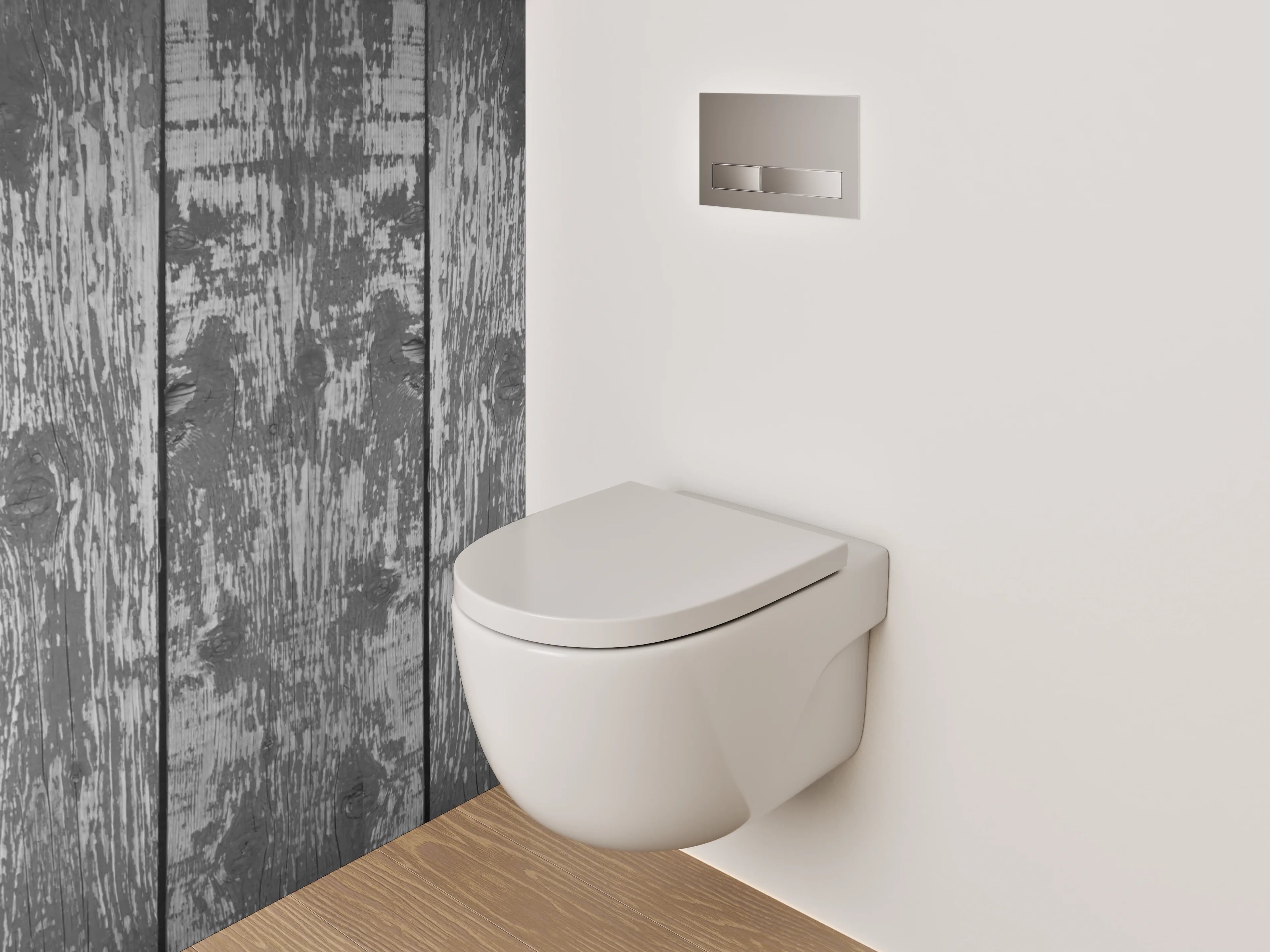 WC-Rückwand - Rustikale Holzoptik in Grau Tönen