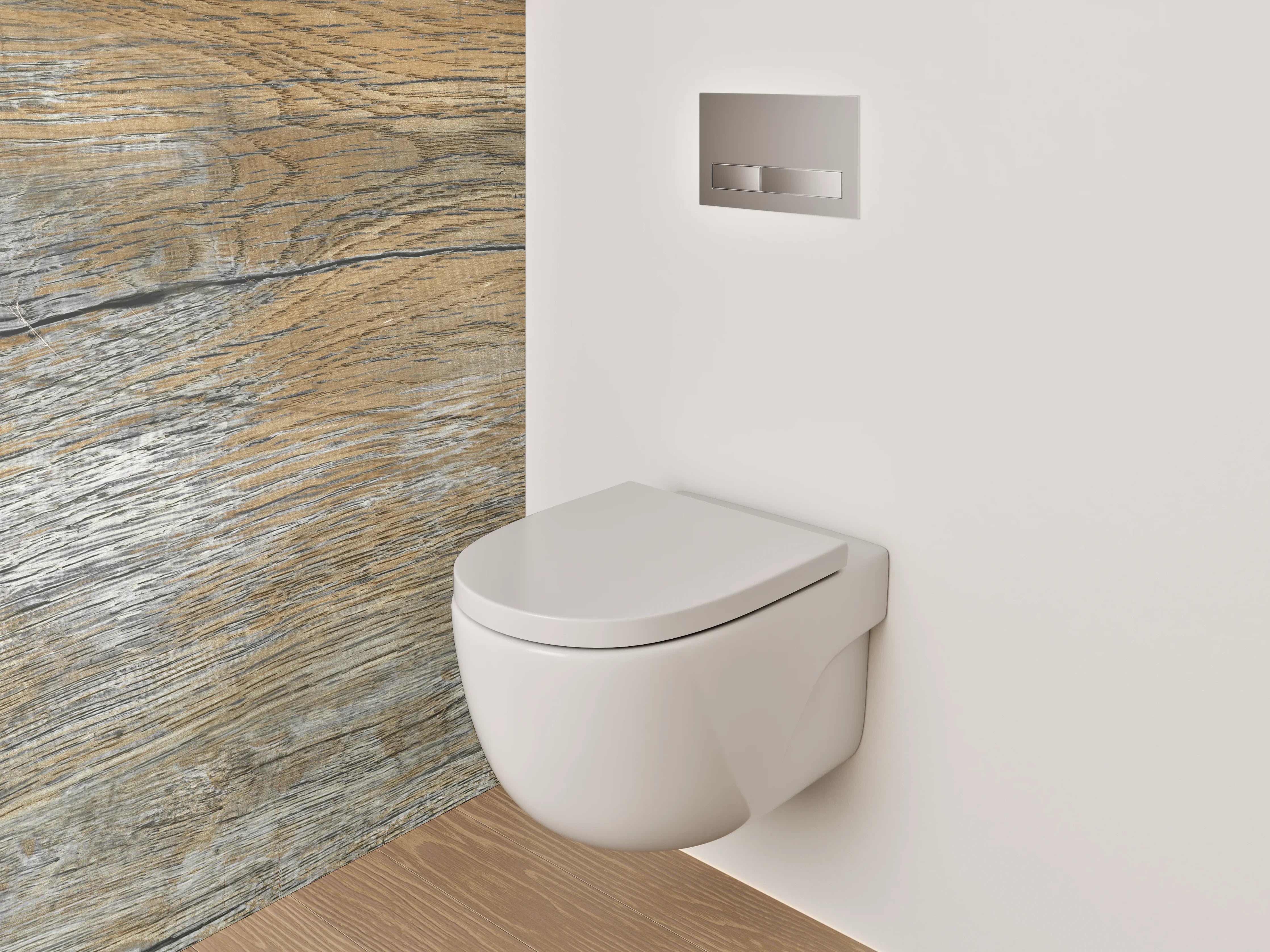 WC-Rückwand - Rustikale Holzoptik mit silbernen Akzenten