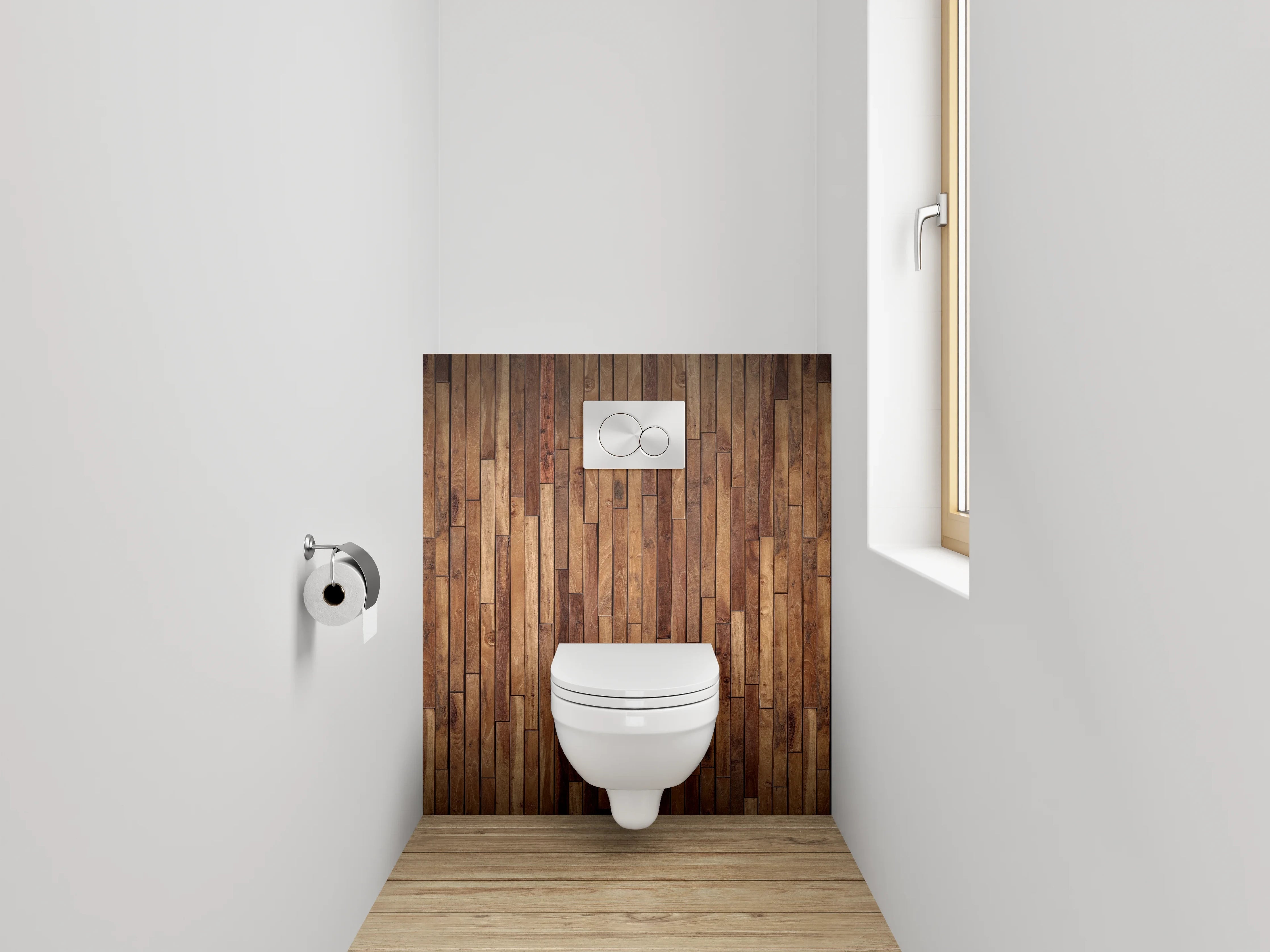WC-Rückwand - Rustikale Holzpaneel Wandoptik