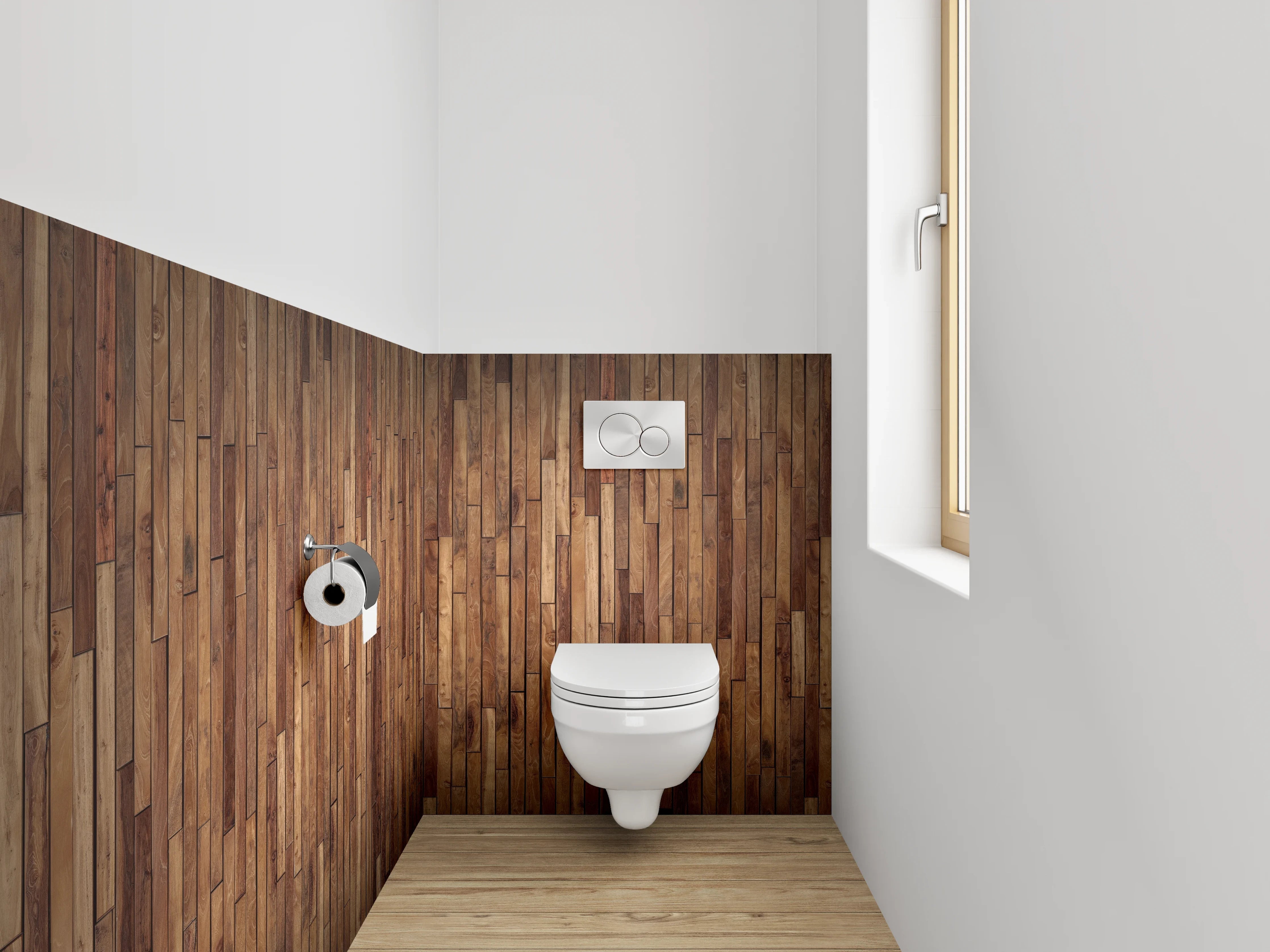 WC-Rückwand - Rustikale Holzpaneel Wandoptik