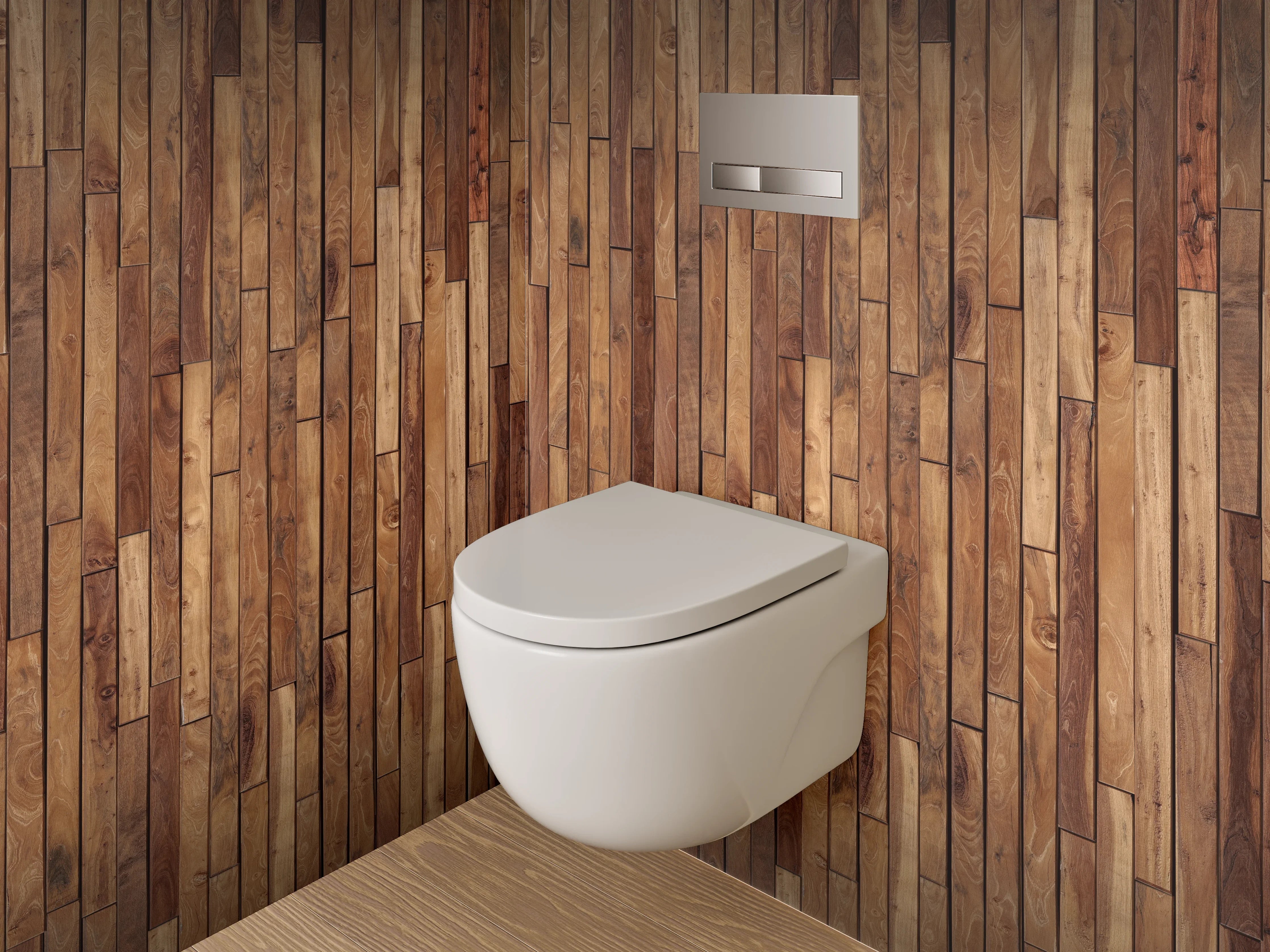 WC-Rückwand - Rustikale Holzpaneel Wandoptik