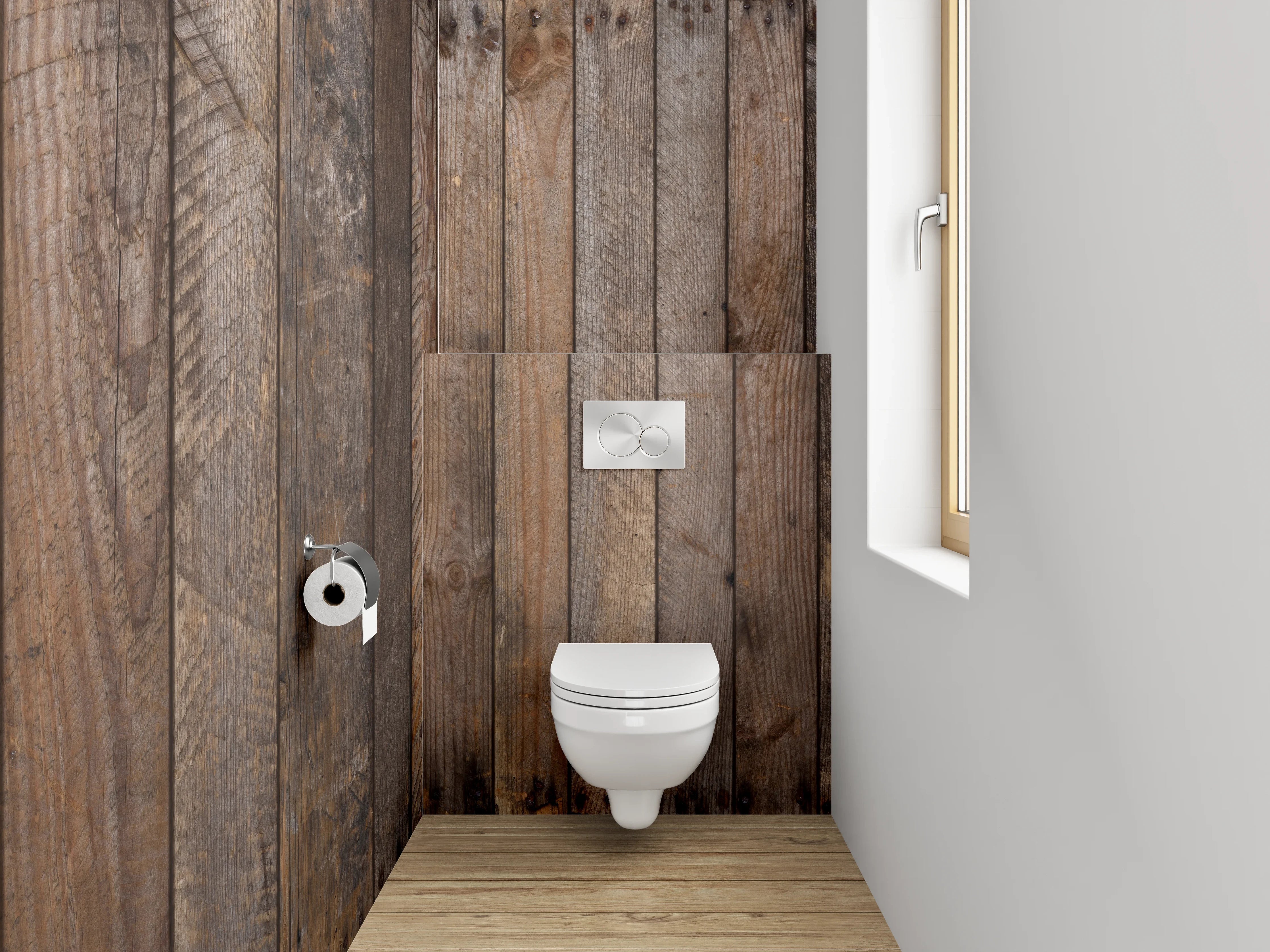 WC-Rückwand - Rustikale Holzwand mit Naturfarben