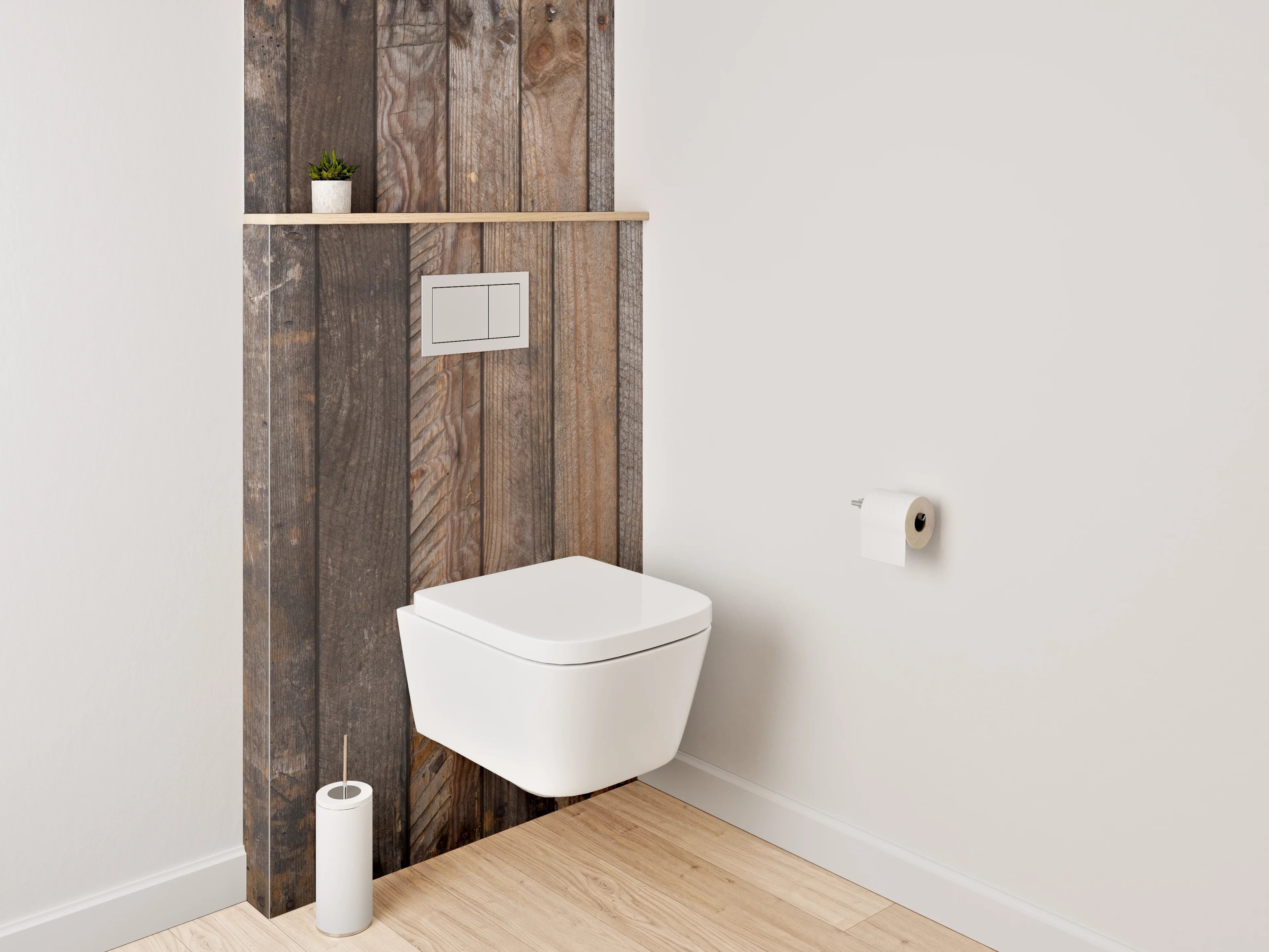 WC-Rückwand - Rustikale Holzwand mit Naturfarben
