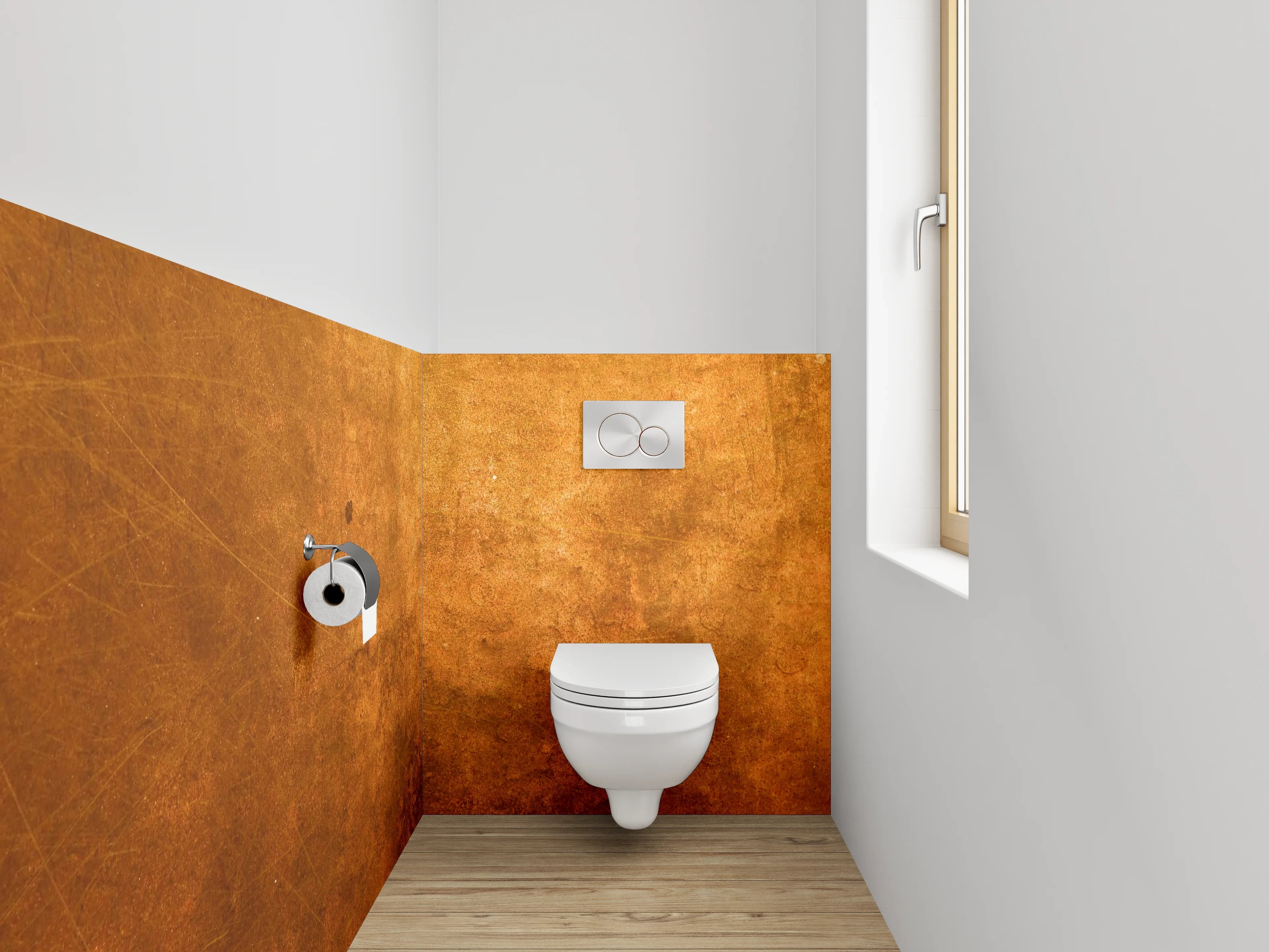 WC-Rückwand - Rustikale Kupferstruktur Tapete