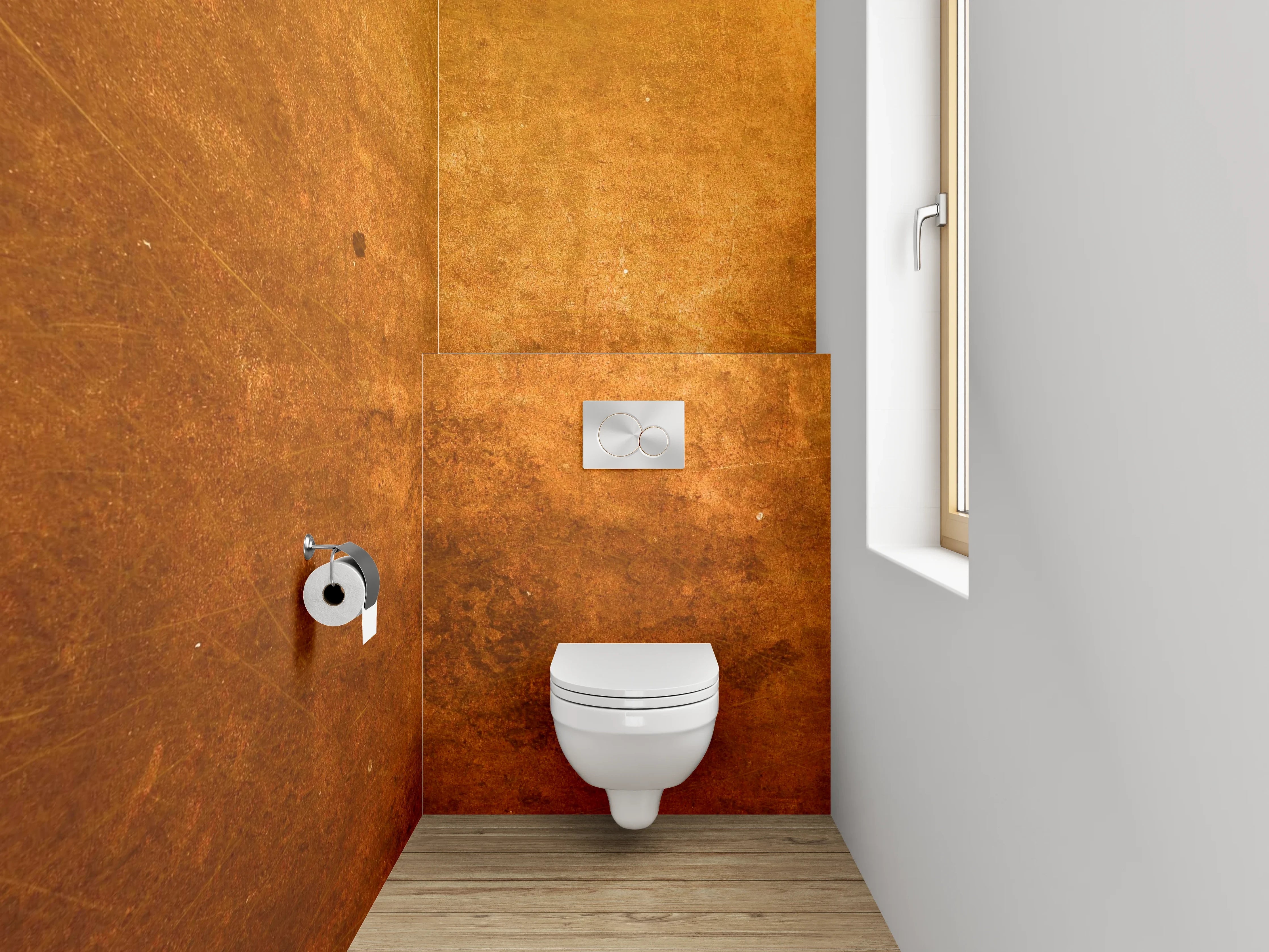 WC-Rückwand - Rustikale Kupferstruktur Tapete
