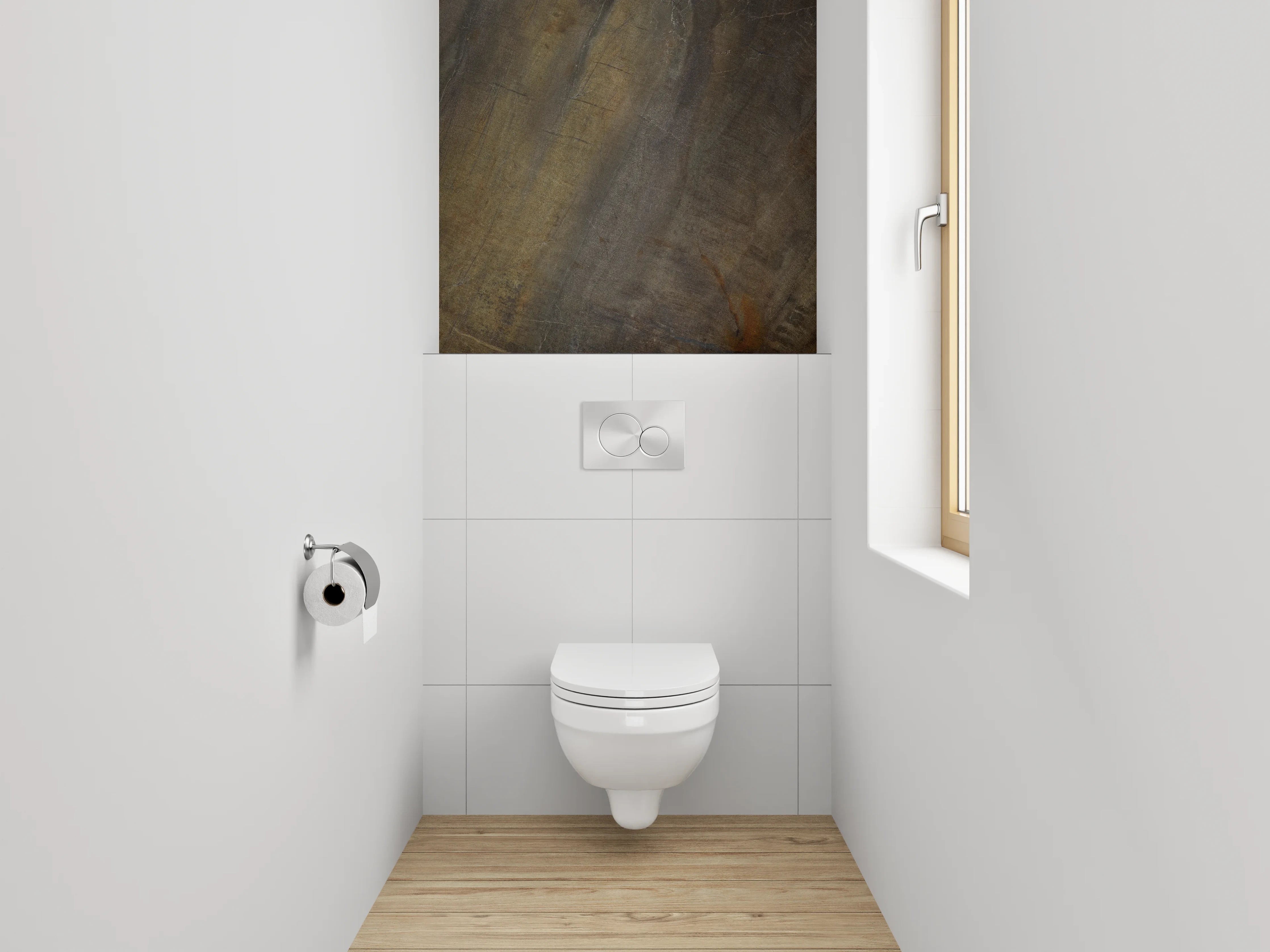 WC-Rückwand - Rustikale Schieferoptik Braun Grau