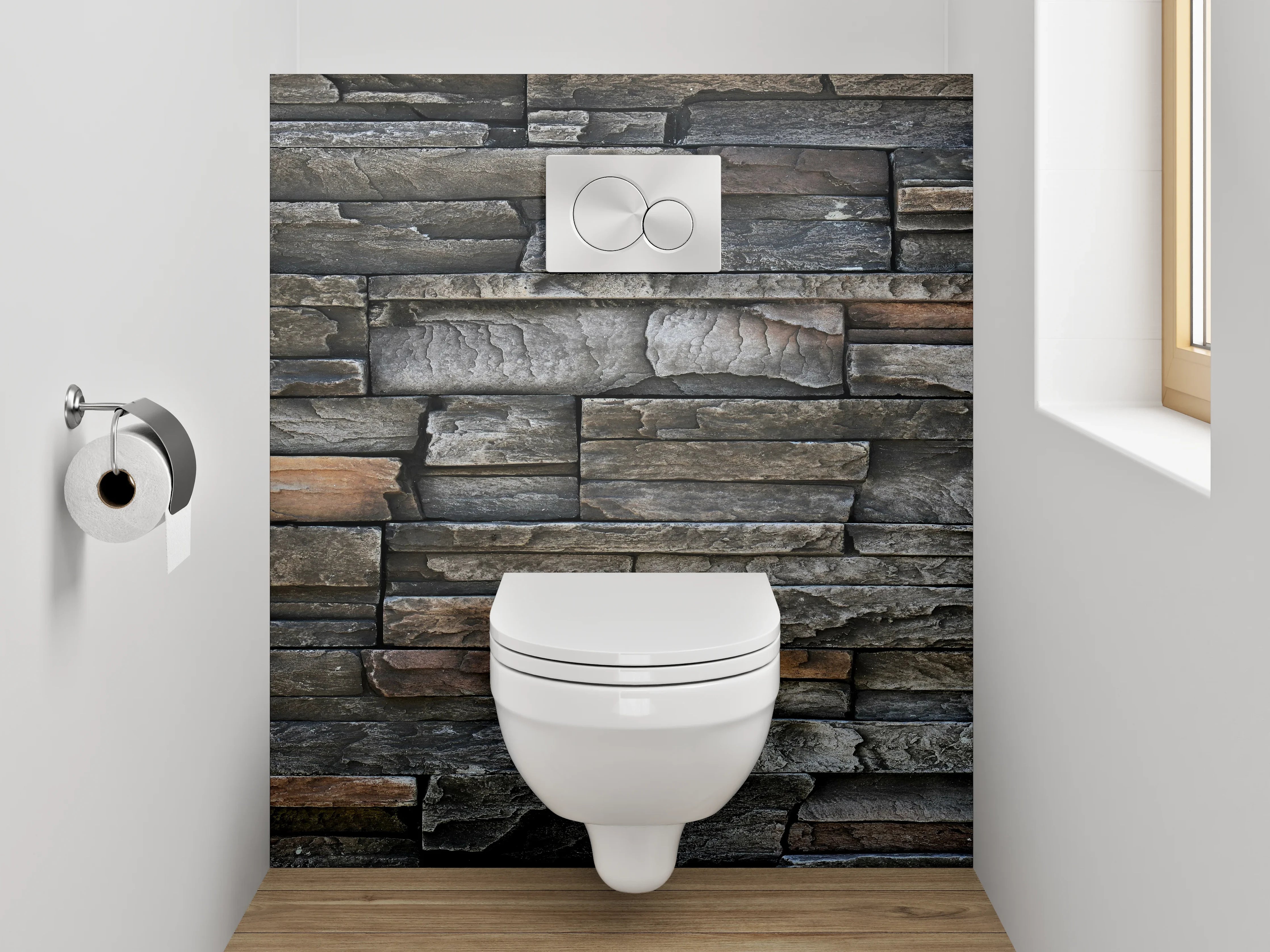 WC-Rückwand - Rustikale Schieferstein-Optik Wandverkleidung