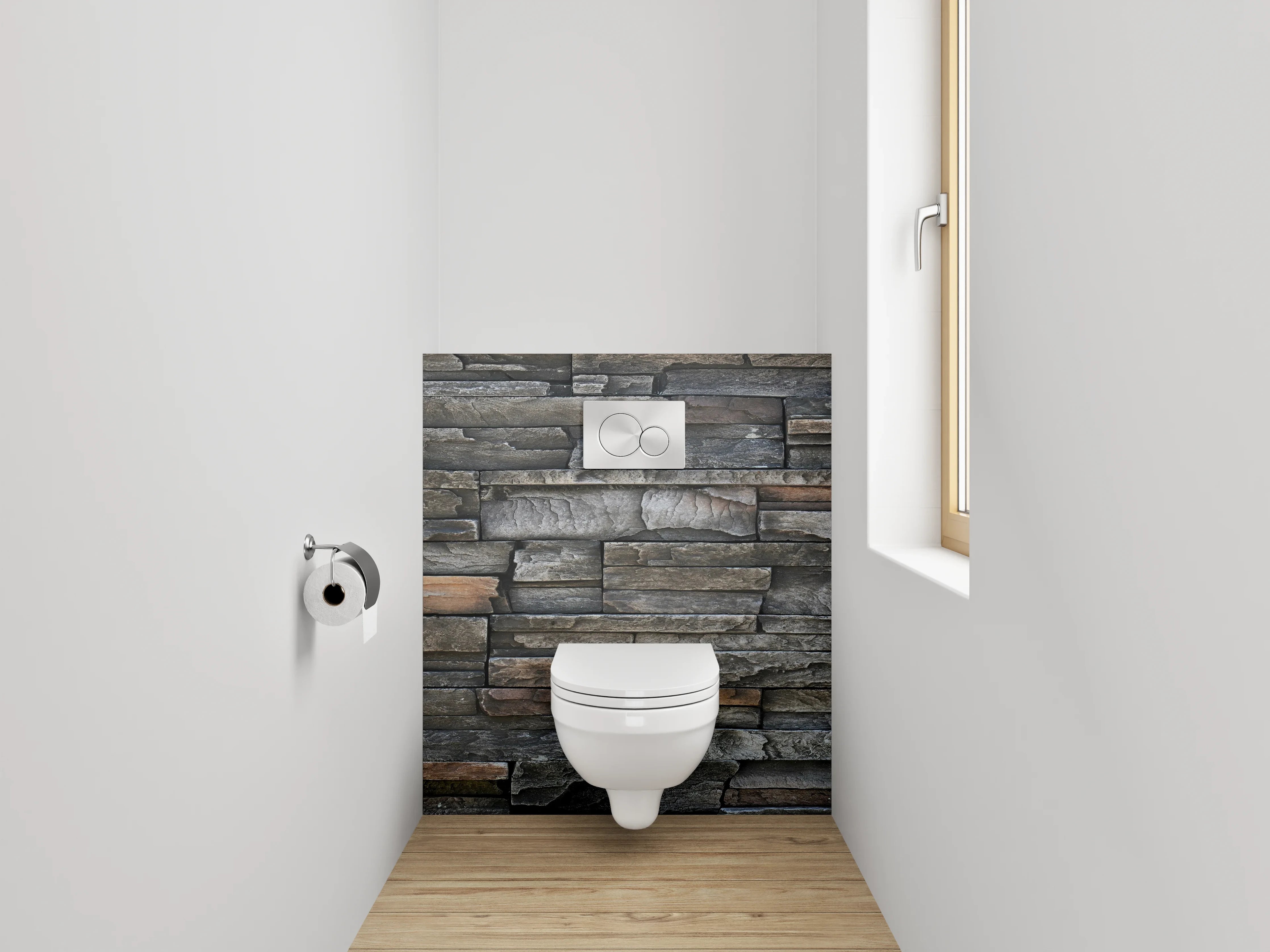 WC-Rückwand - Rustikale Schieferstein-Optik Wandverkleidung