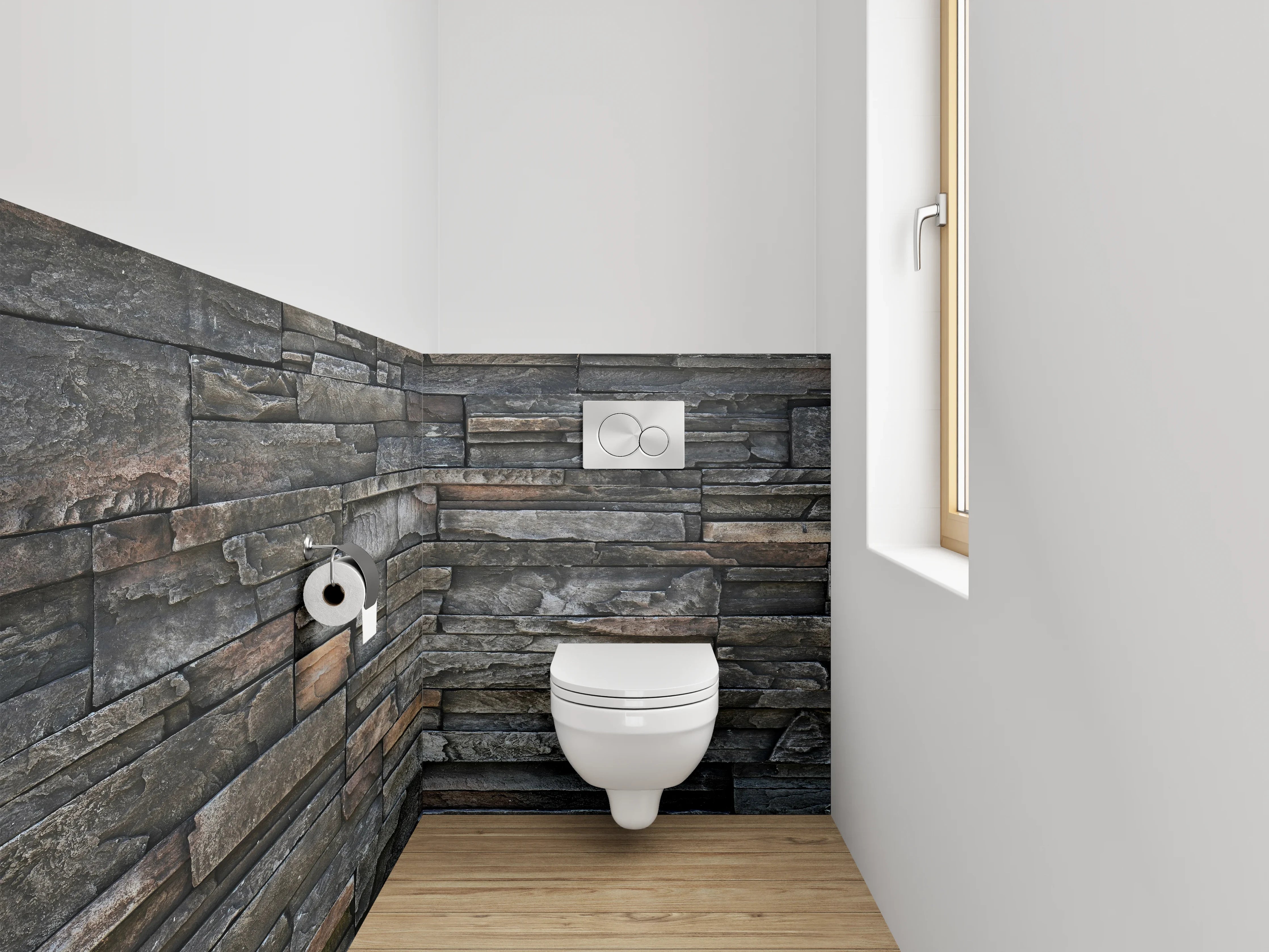 WC-Rückwand - Rustikale Schieferstein-Optik Wandverkleidung