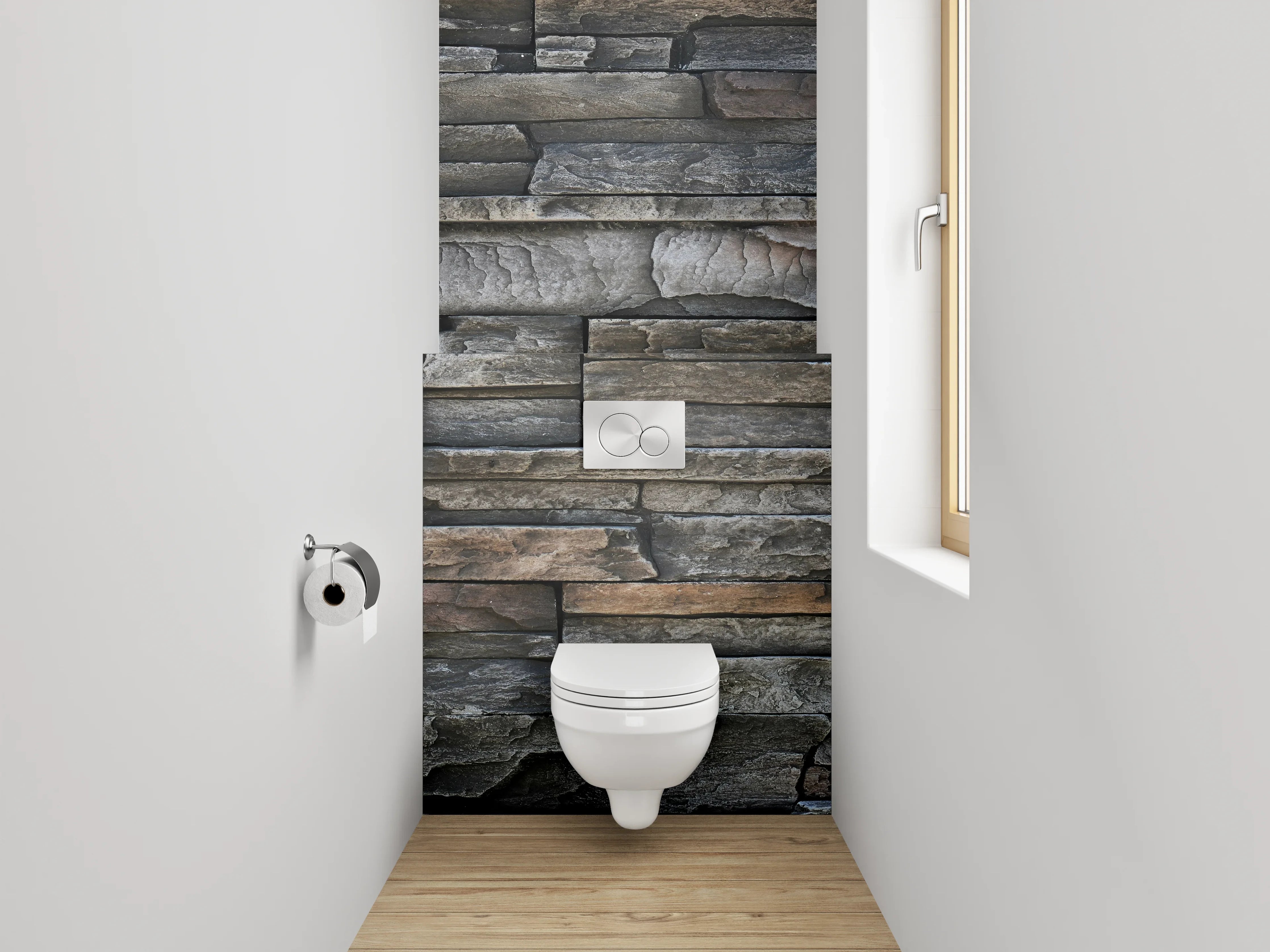 WC-Rückwand - Rustikale Schieferstein-Optik Wandverkleidung