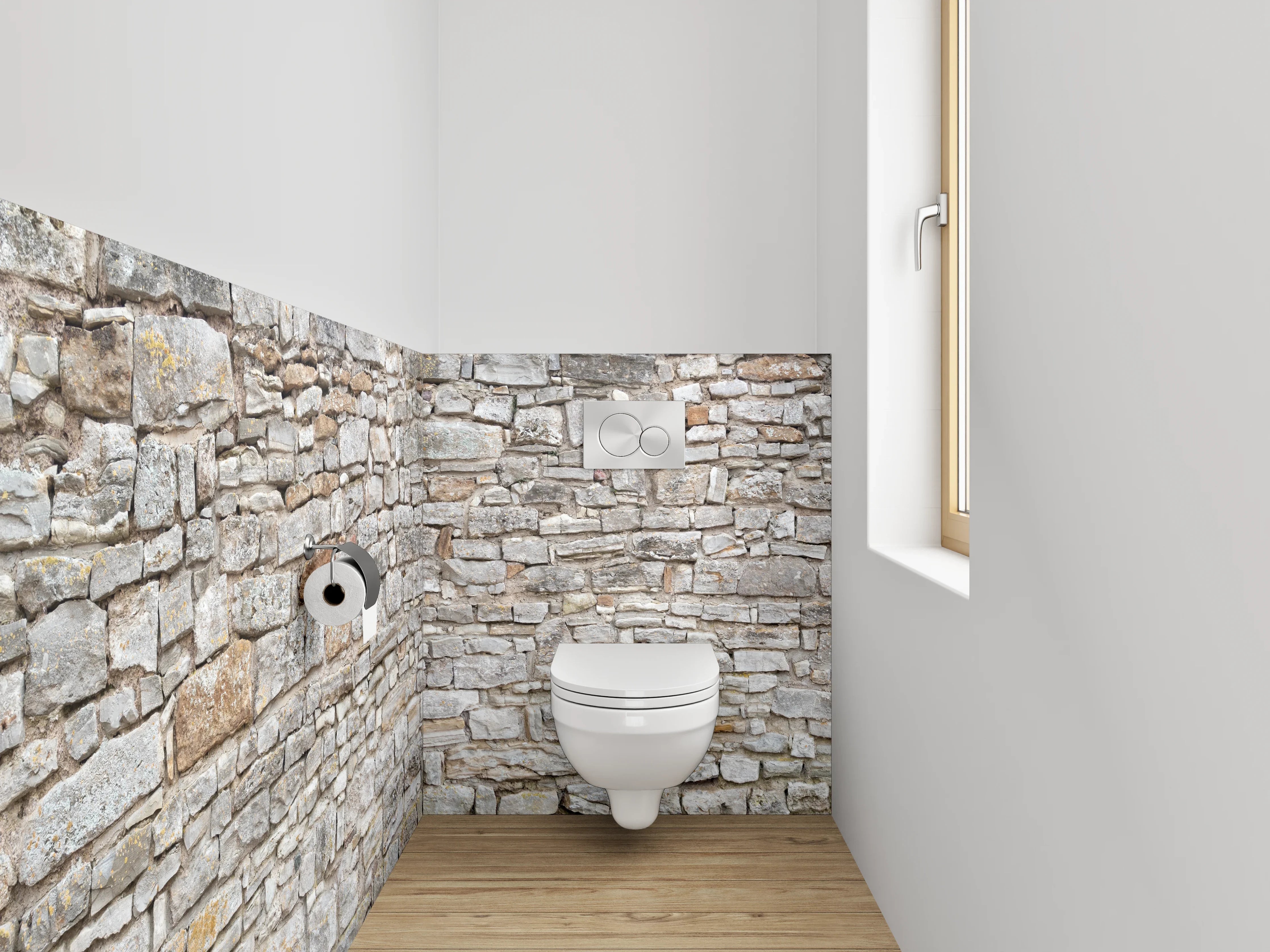 WC-Rückwand - Rustikale Steinwand Naturstein Optik