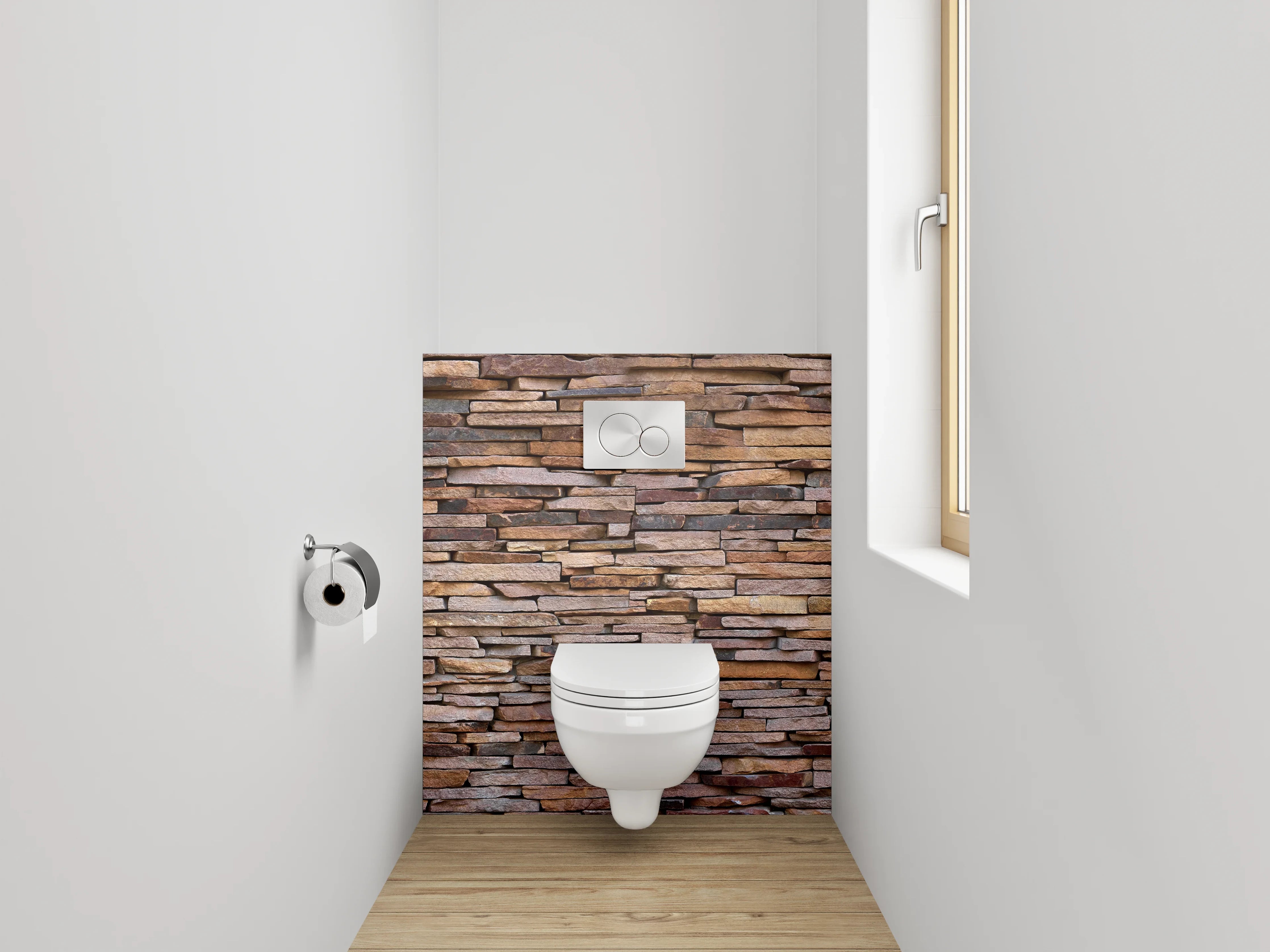 WC-Rückwand - Rustikale Steinwandoptik Braun