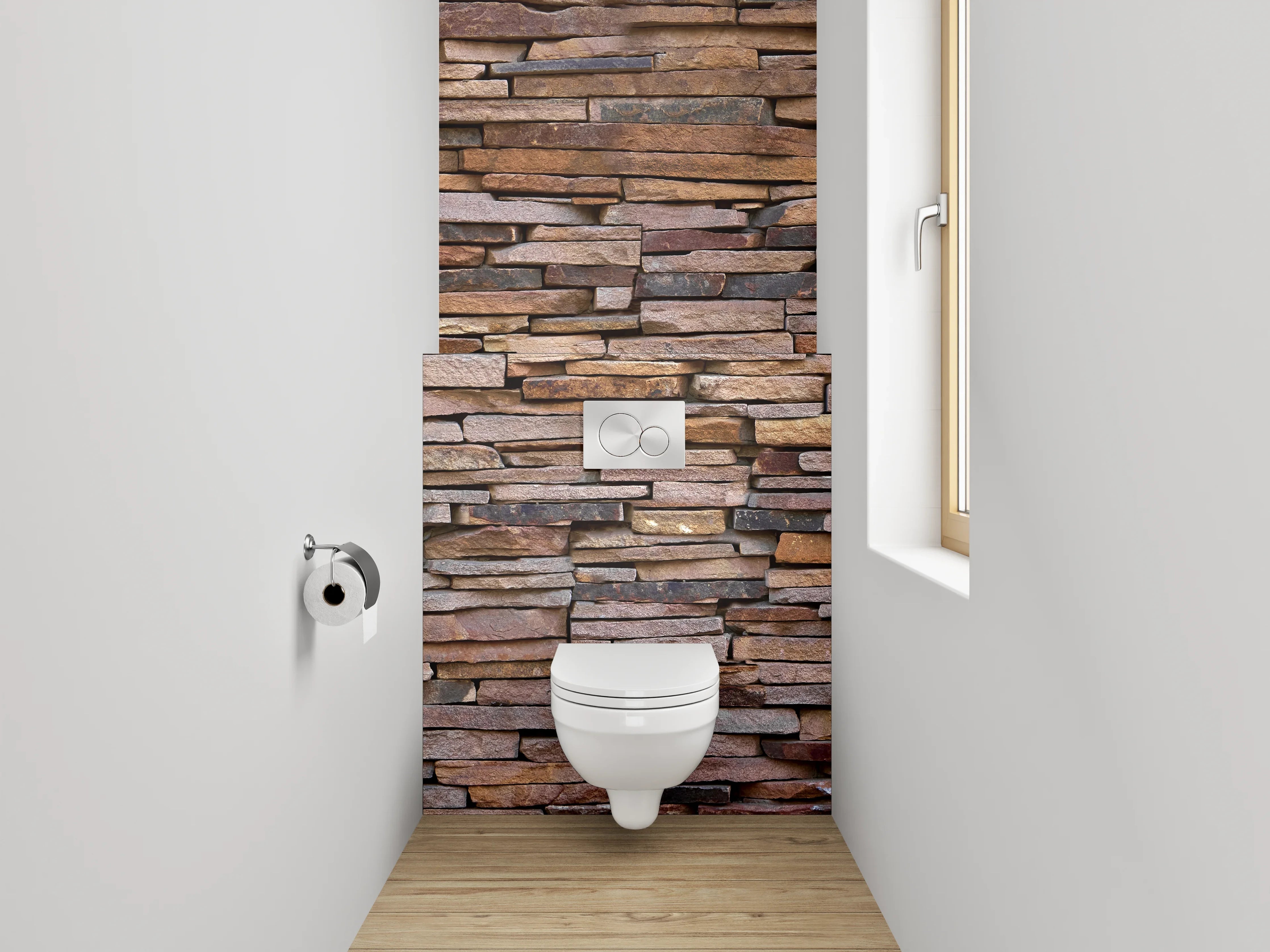 WC-Rückwand - Rustikale Steinwandoptik Braun