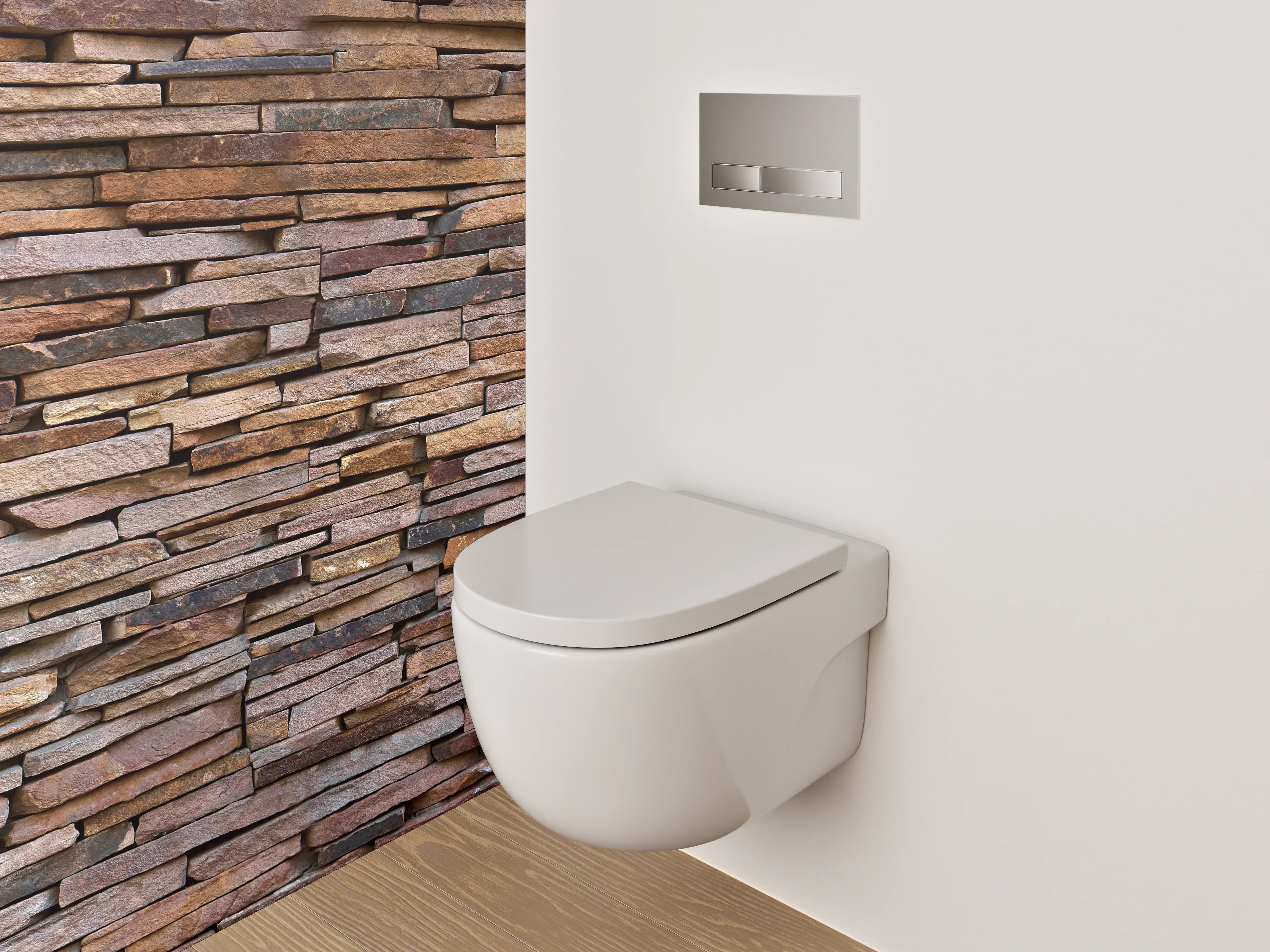WC-Rückwand - Rustikale Steinwandoptik Braun