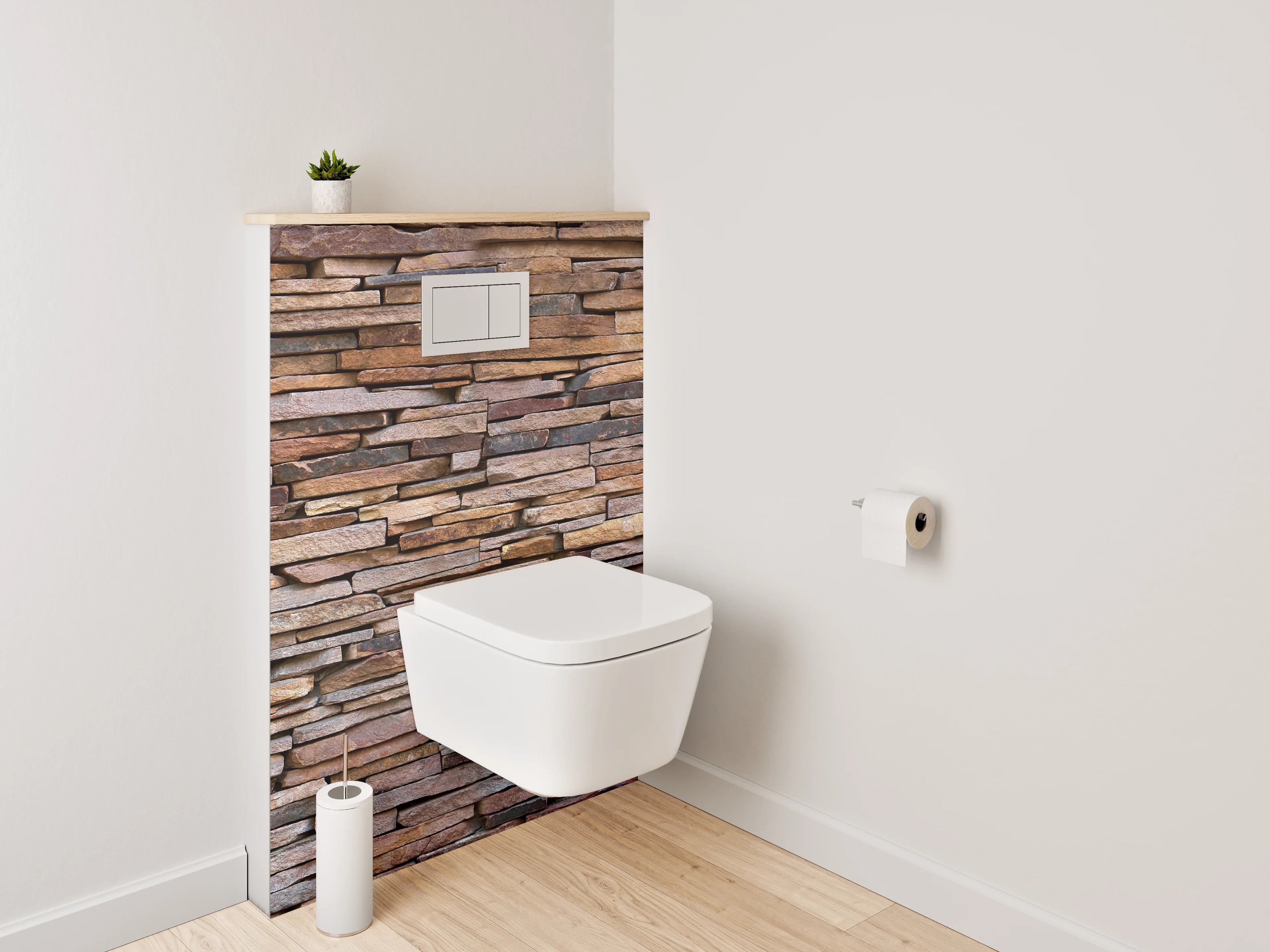 WC-Rückwand - Rustikale Steinwandoptik Braun
