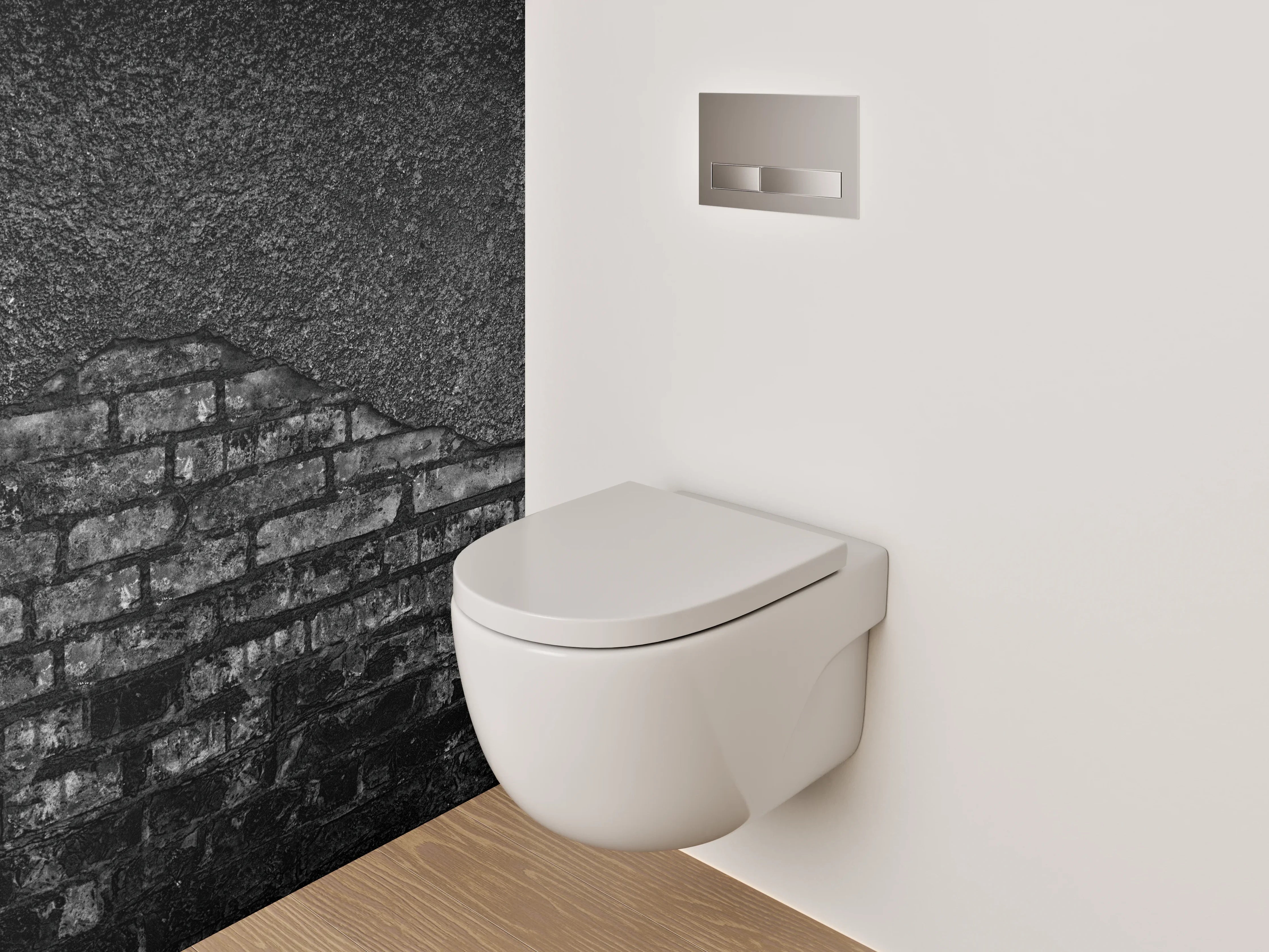 WC-Rückwand - Rustikale Ziegelsteinmauer in Schwarzgrau