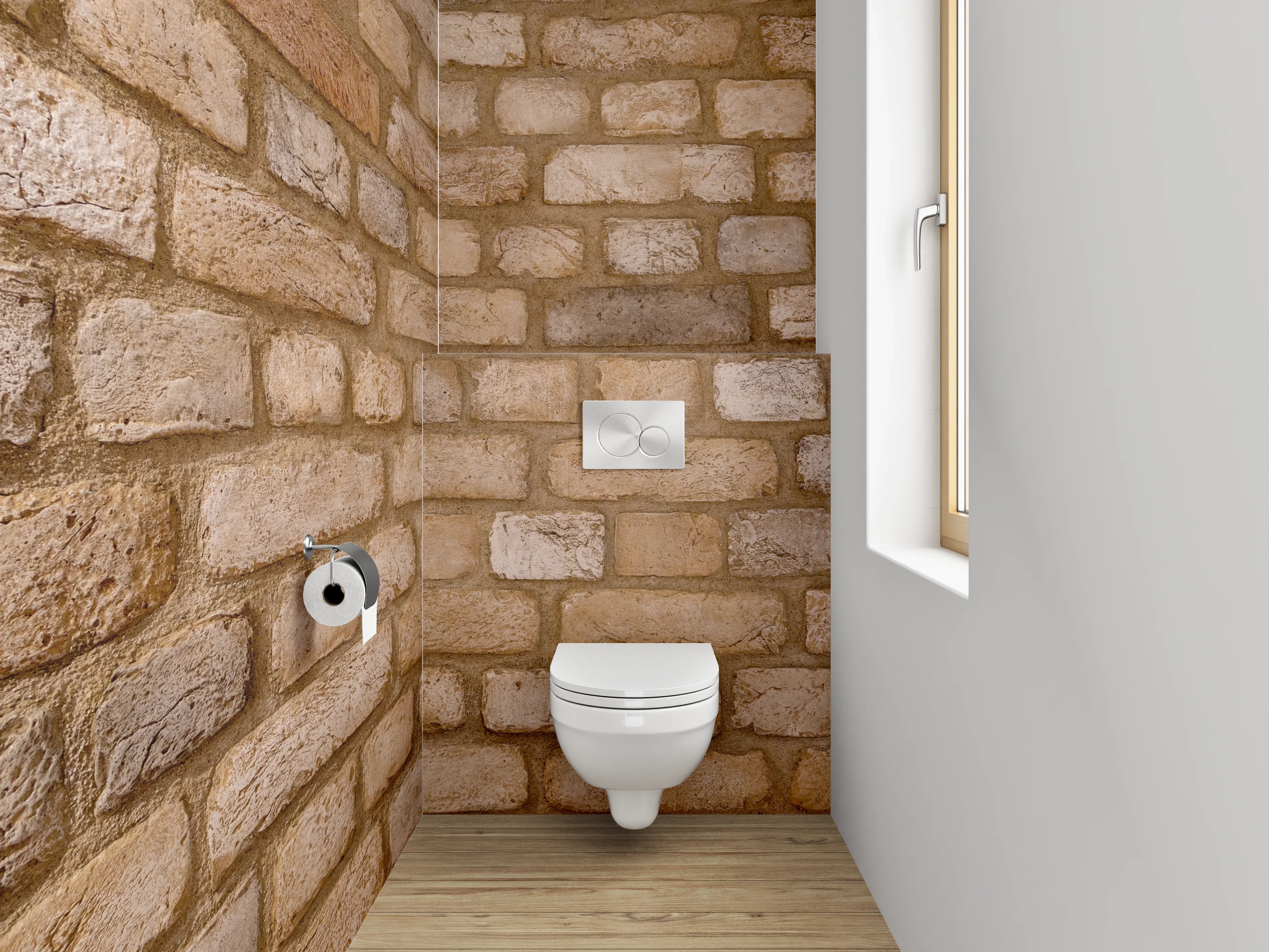 WC-Rückwand - Rustikale Ziegelsteinwand für moderne Akzente