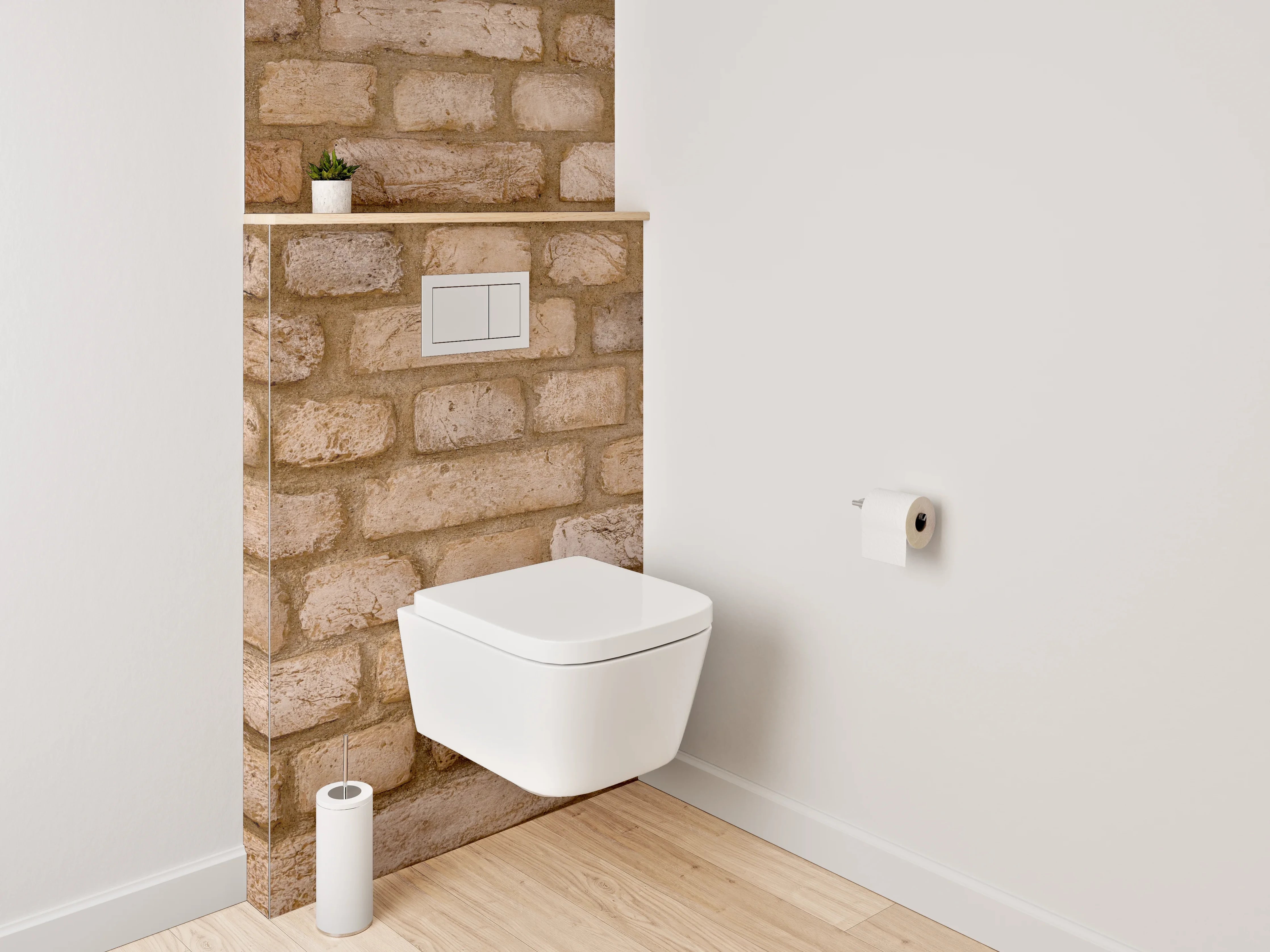 WC-Rückwand - Rustikale Ziegelsteinwand für moderne Akzente