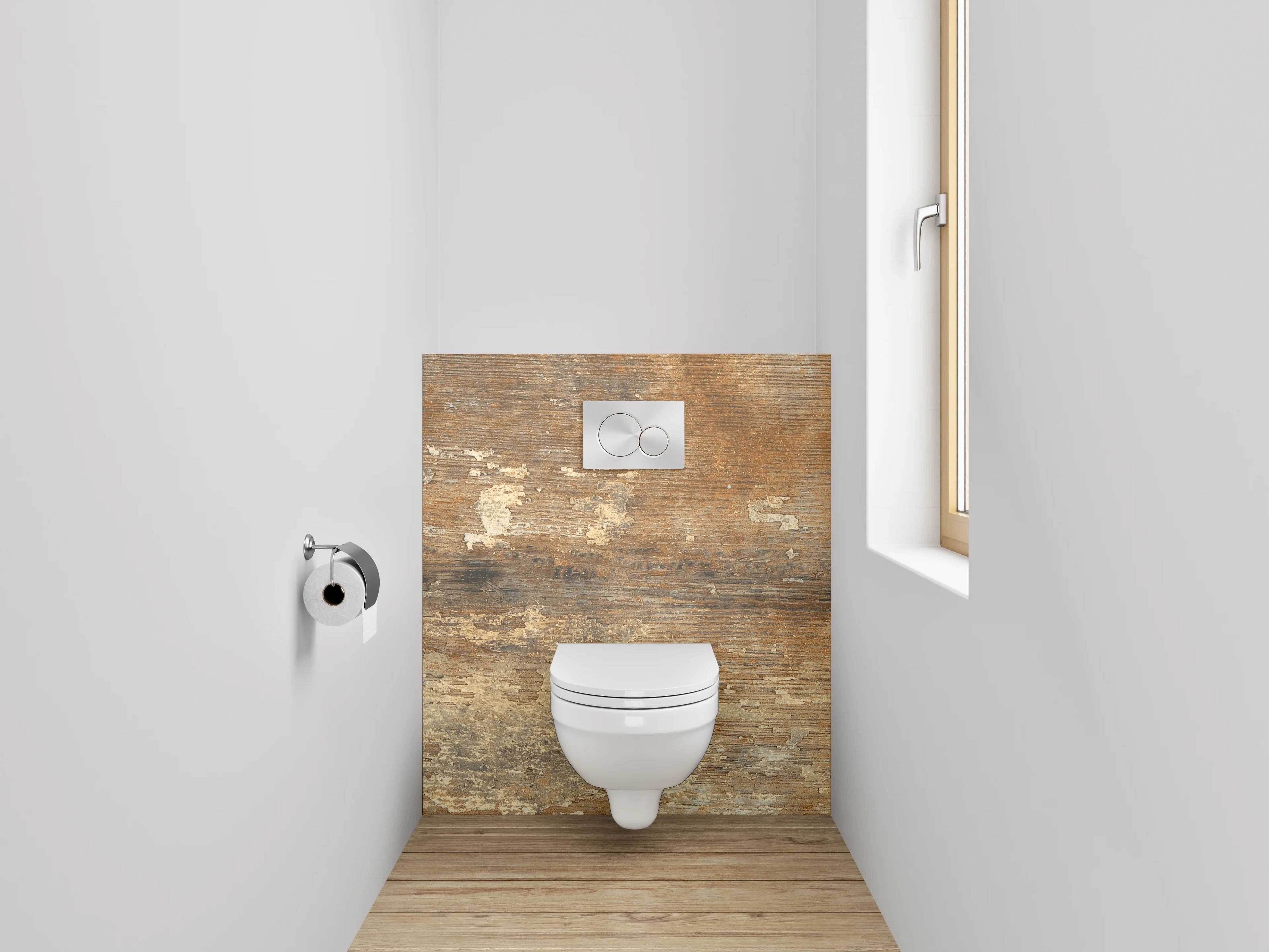WC-Rückwand - Rustikales Holzoptik-Design Braun Beige