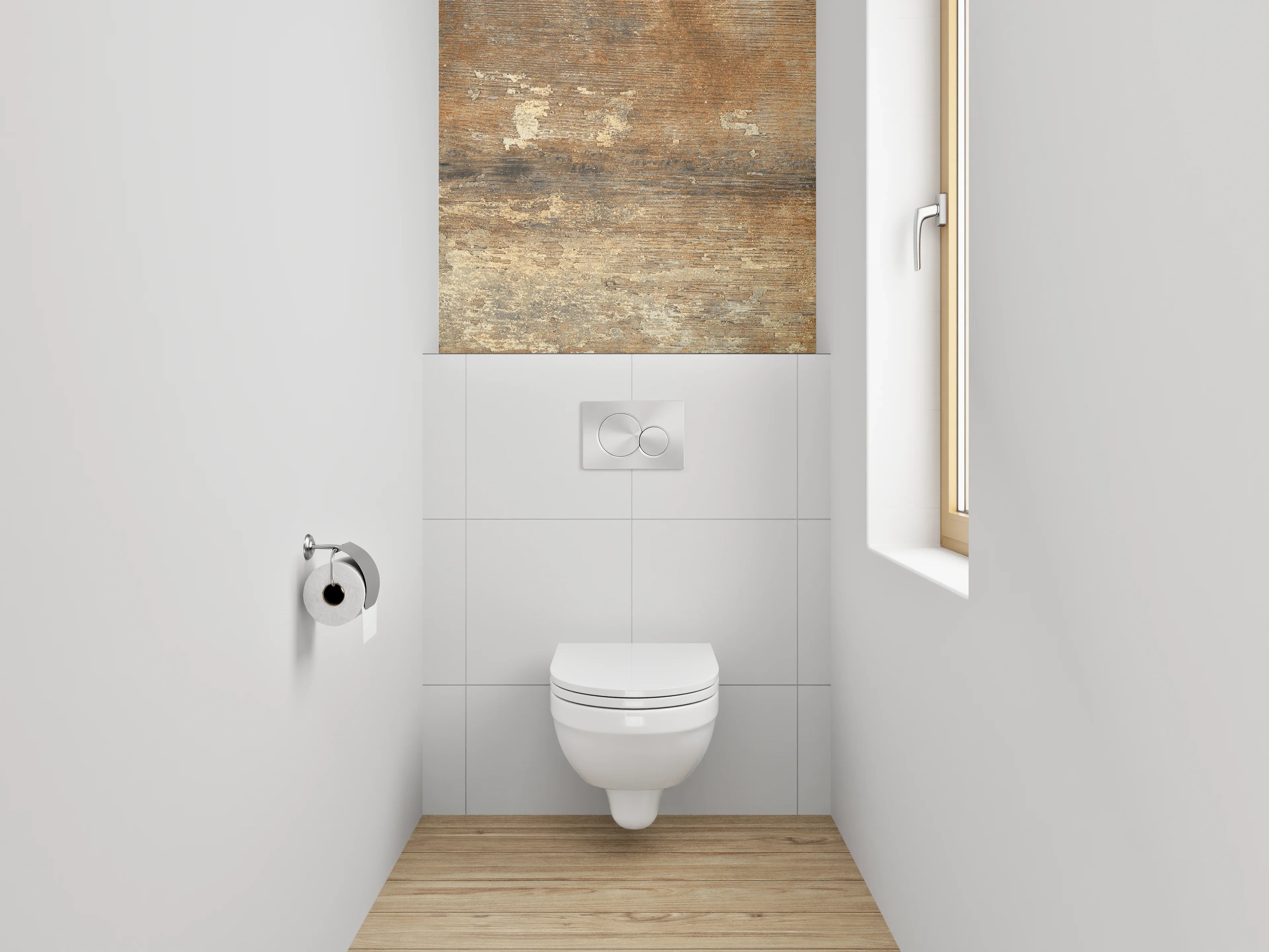 WC-Rückwand - Rustikales Holzoptik-Design Braun Beige