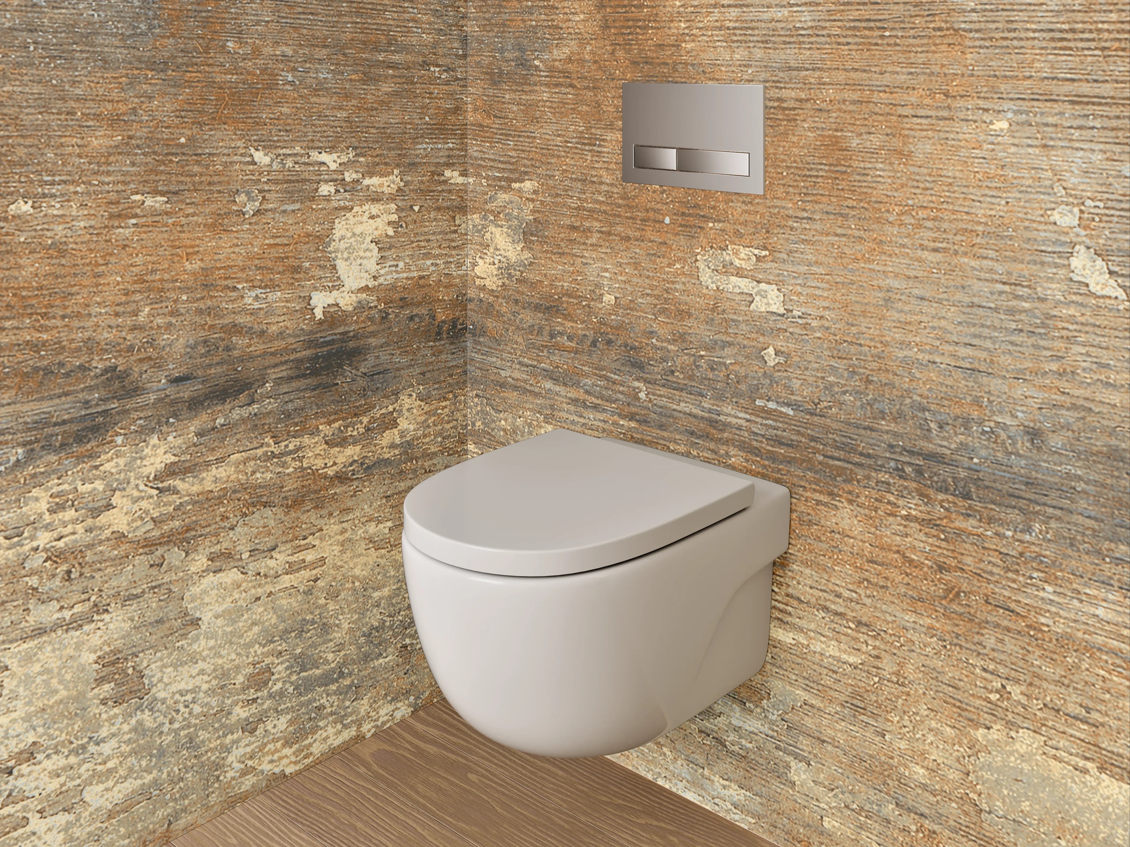 WC-Rückwand - Rustikales Holzoptik-Design Braun Beige
