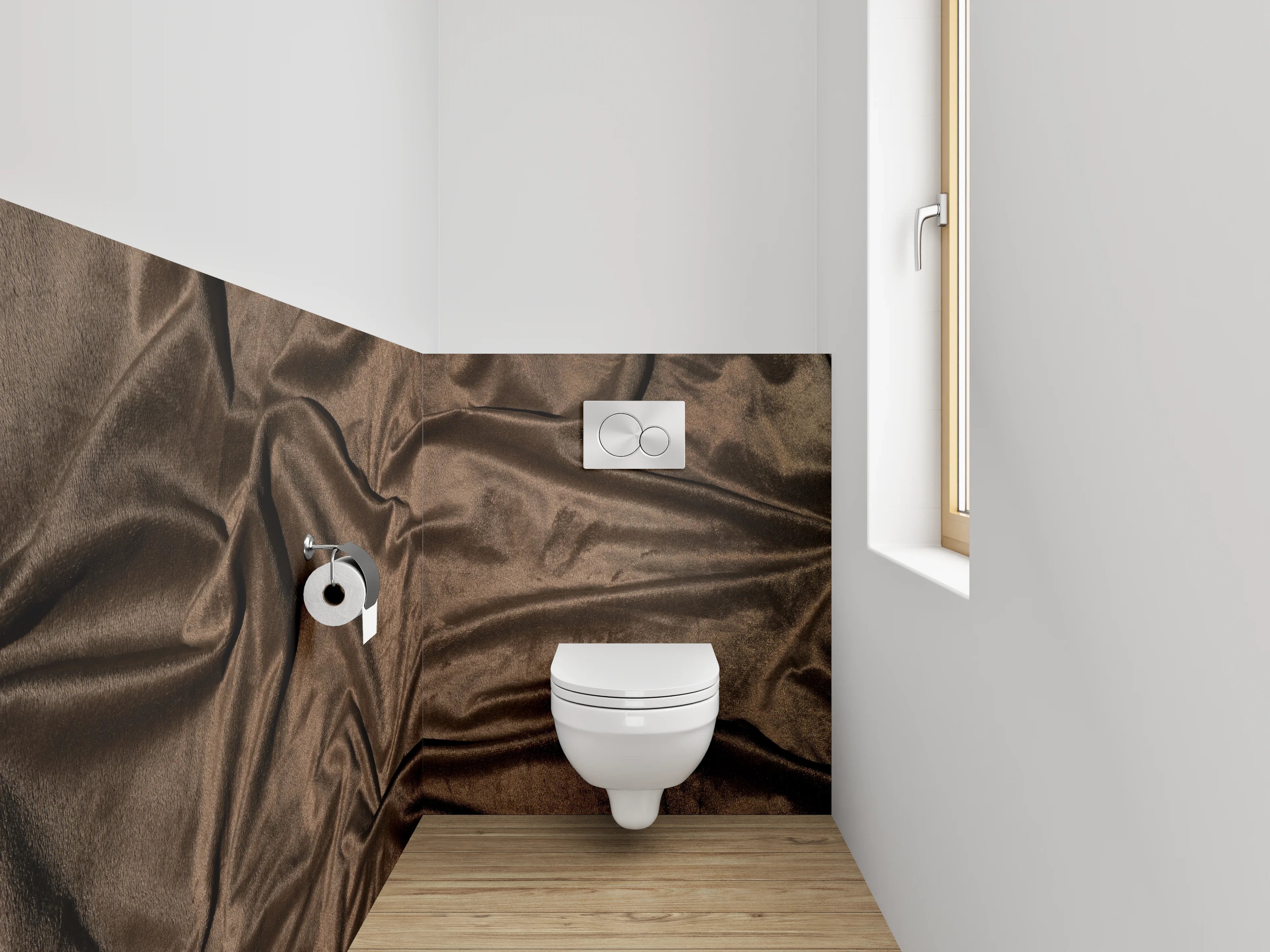 WC-Rückwand - Samtoptik Braun Stoffstruktur