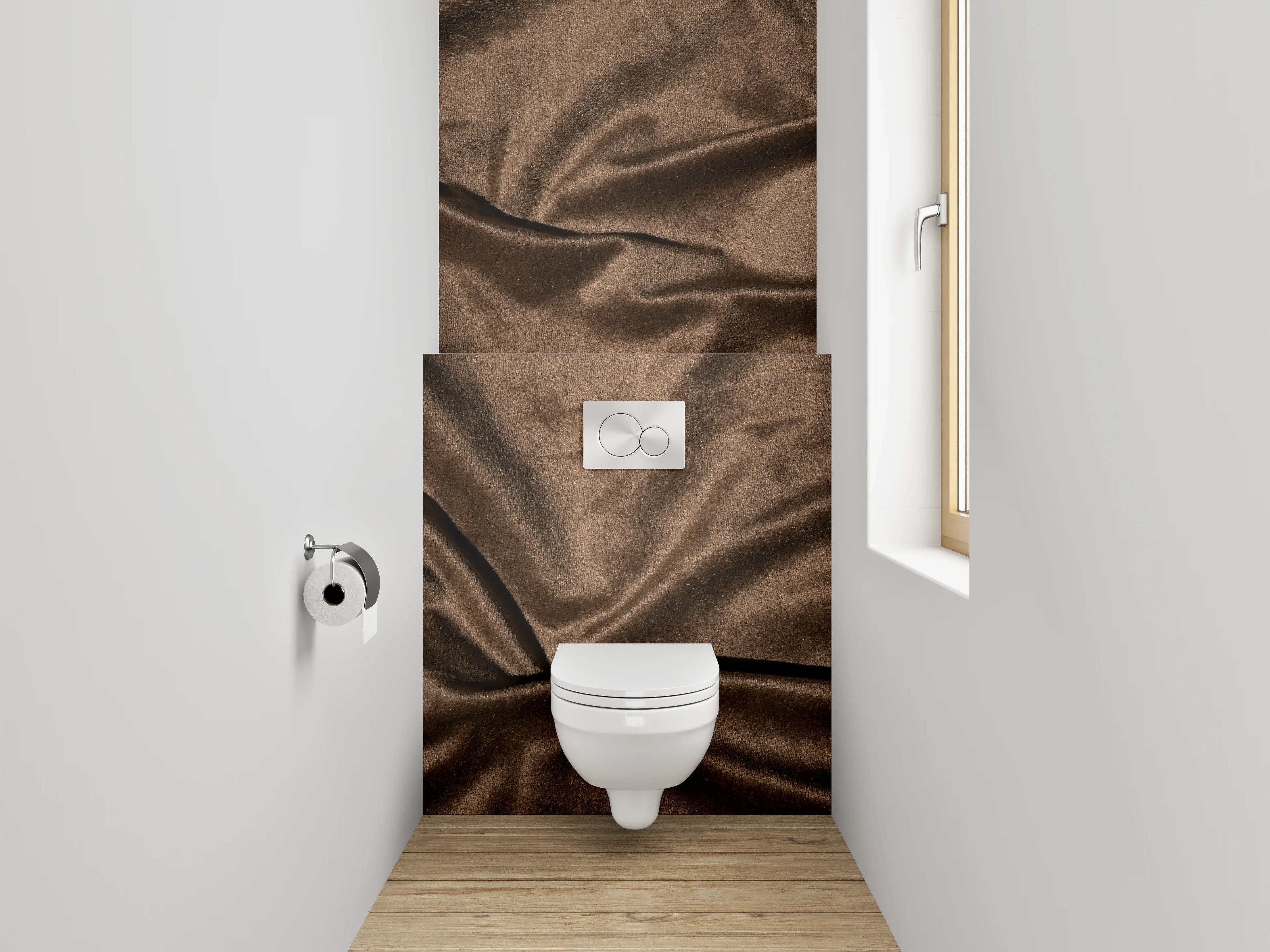 WC-Rückwand - Samtoptik Braun Stoffstruktur