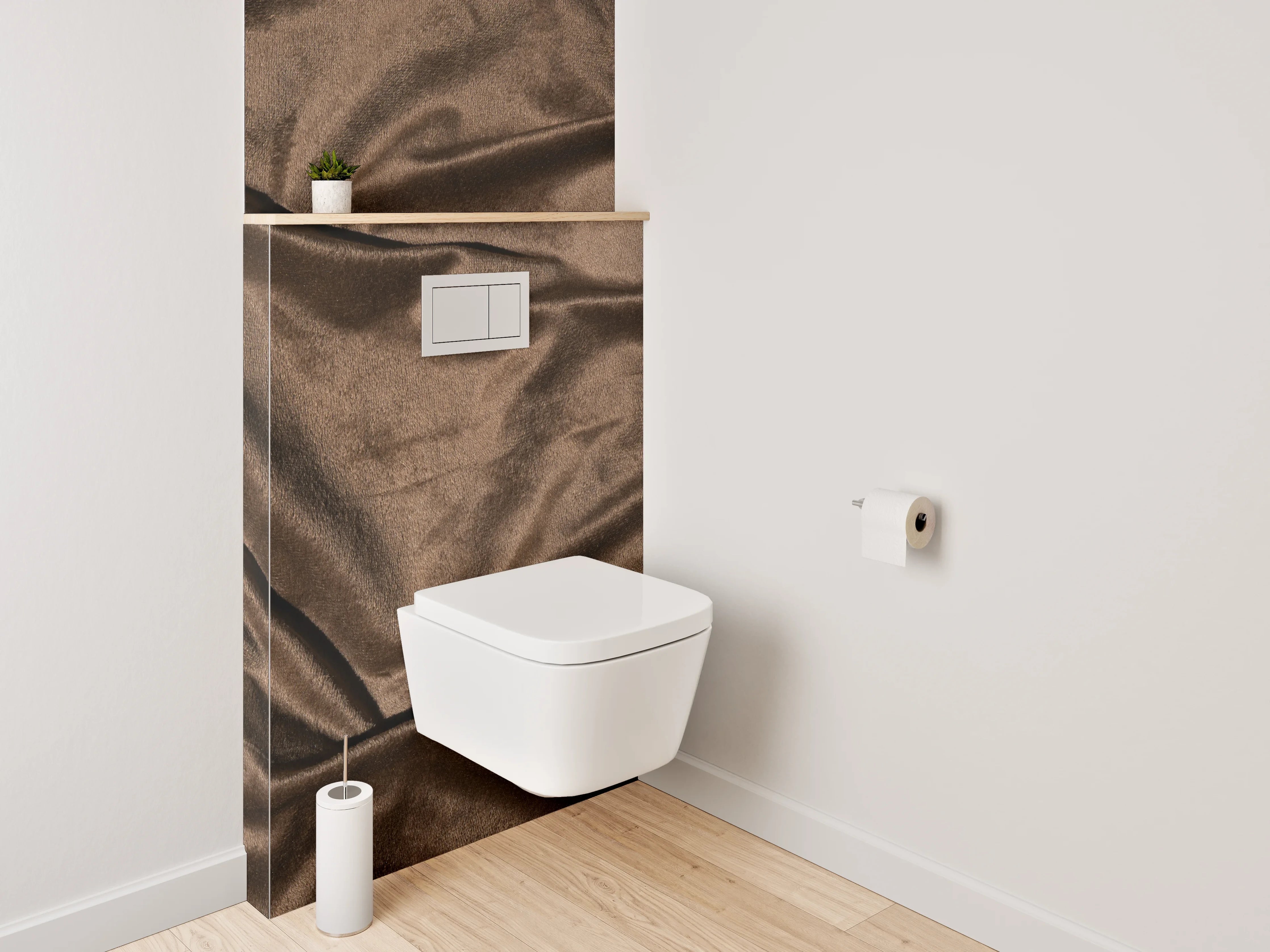 WC-Rückwand - Samtoptik Braun Stoffstruktur