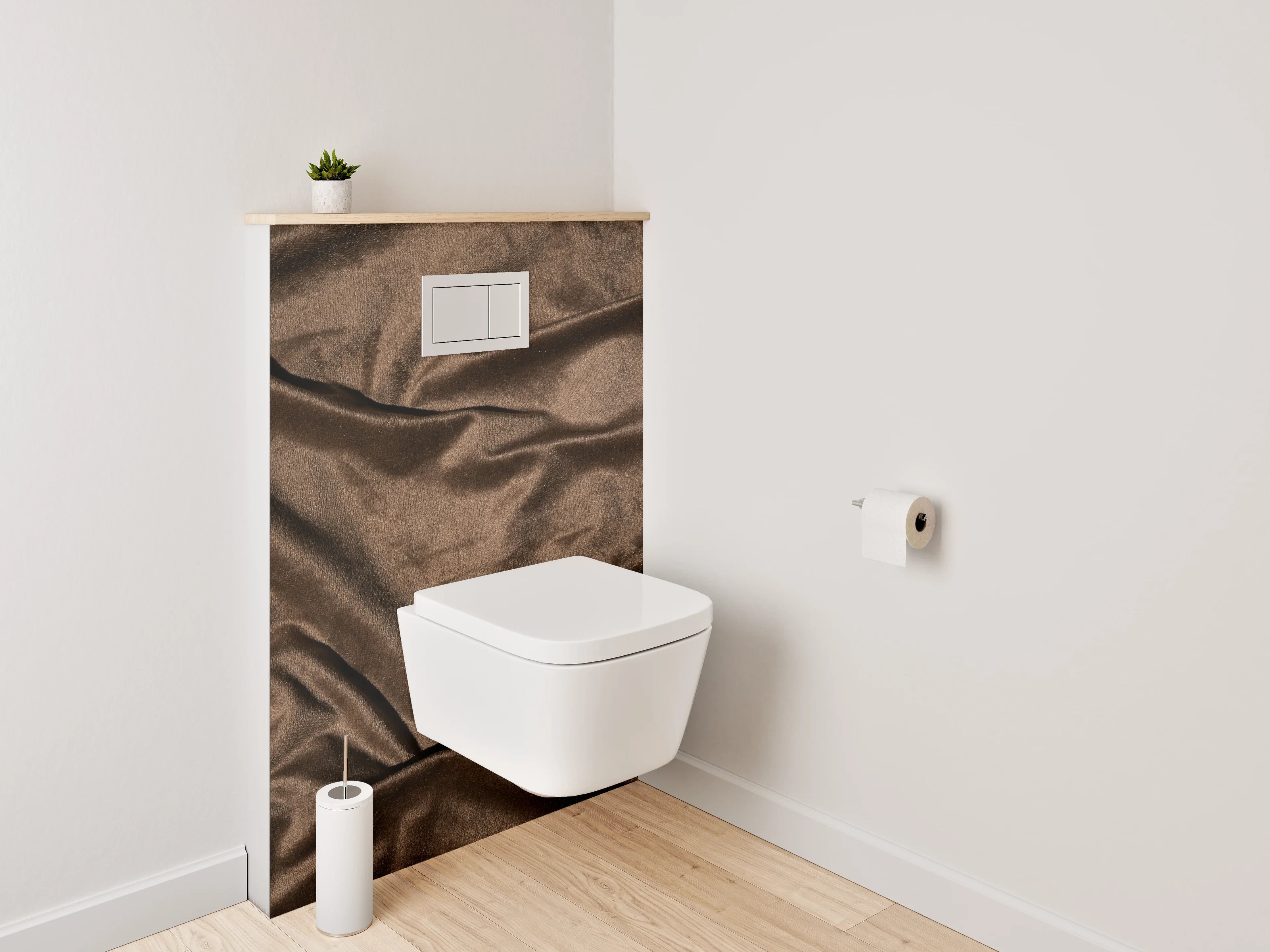 WC-Rückwand - Samtoptik Braun Stoffstruktur