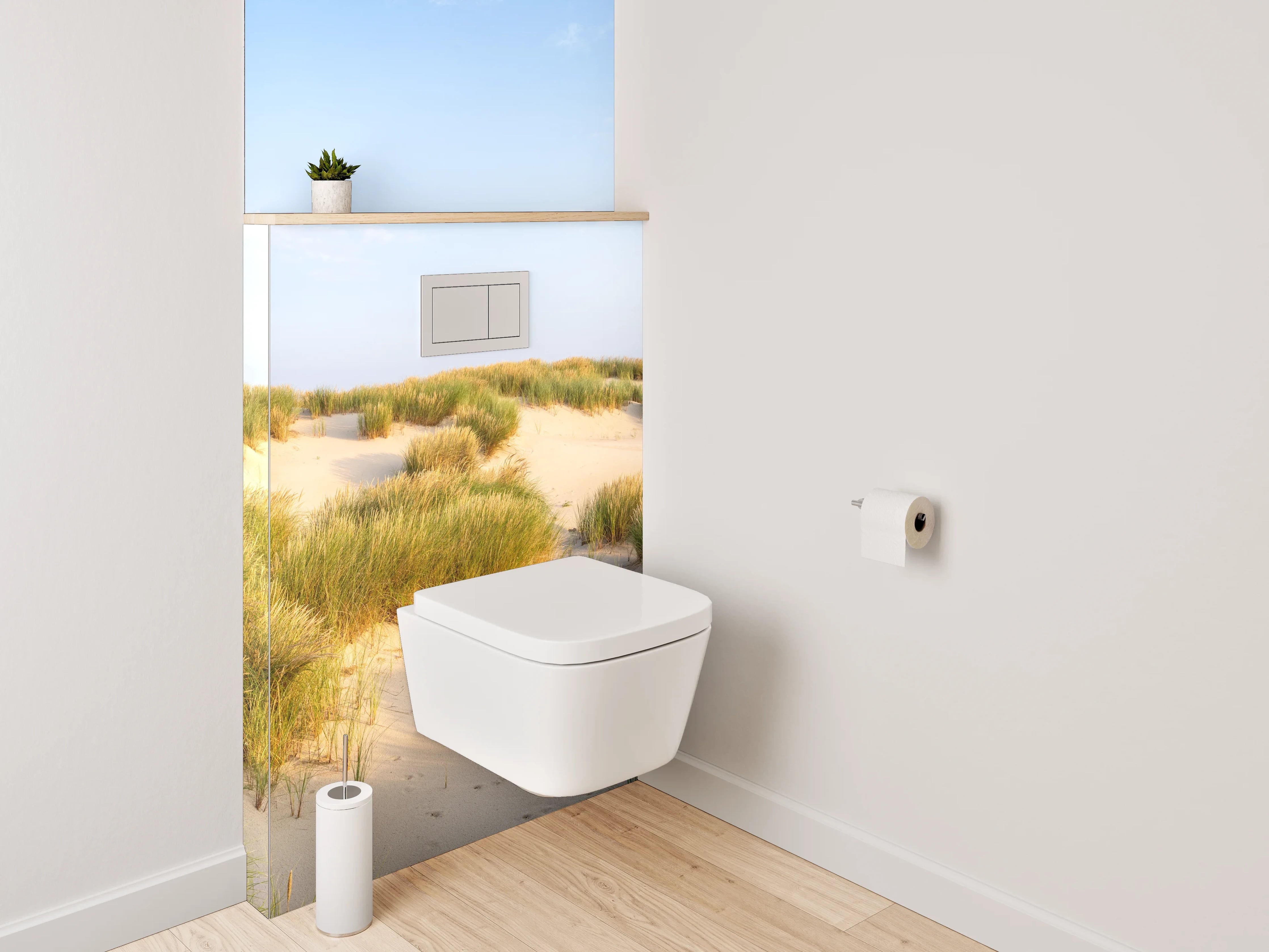 WC-Rückwand - Sanddünen mit Strandgras im Sonnenlicht