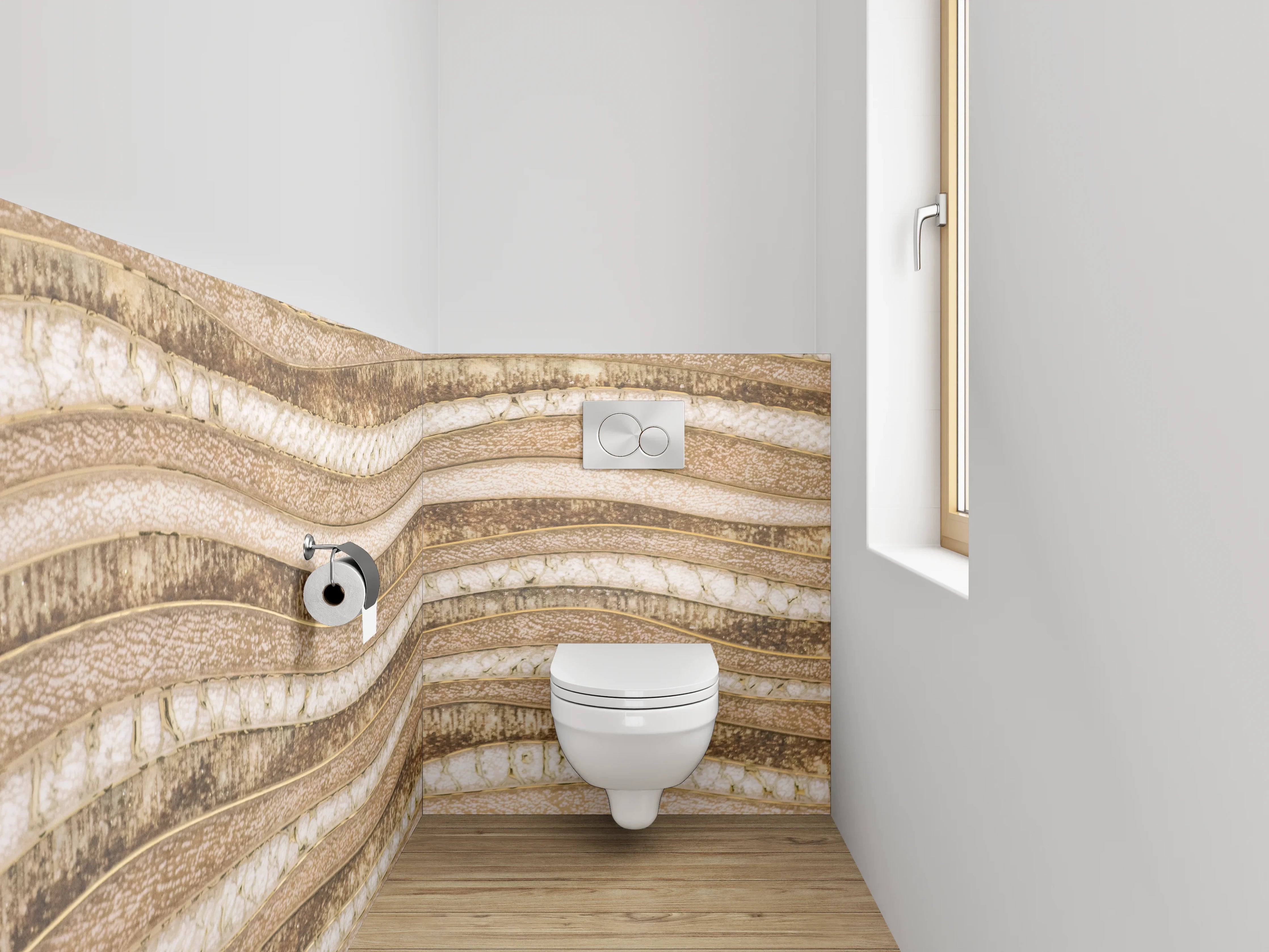 WC-Rückwand - Sandstein Wellenmuster Natur