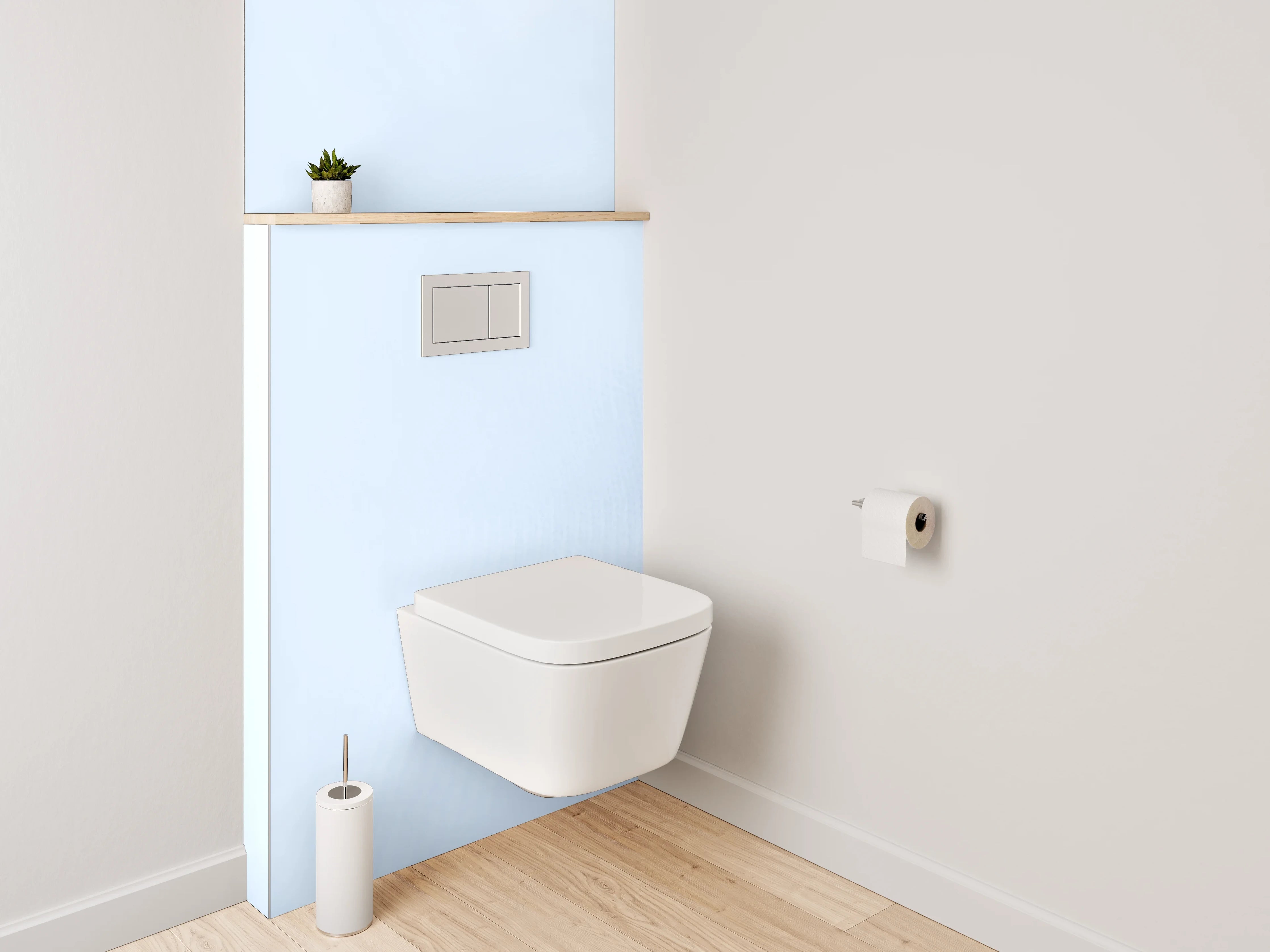 WC-Rückwand - Sanfte Blautöne auf Stoffoptik